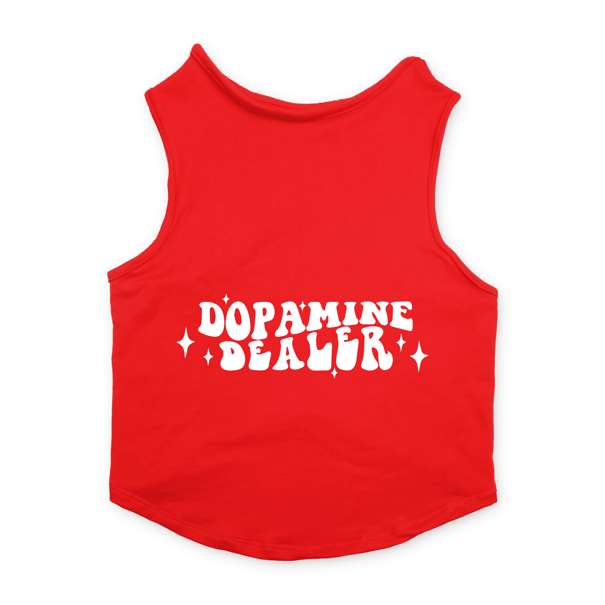 PawsIndia Sleeveless Printed Dog T-Shirt - Dopamine Dealer (Red)