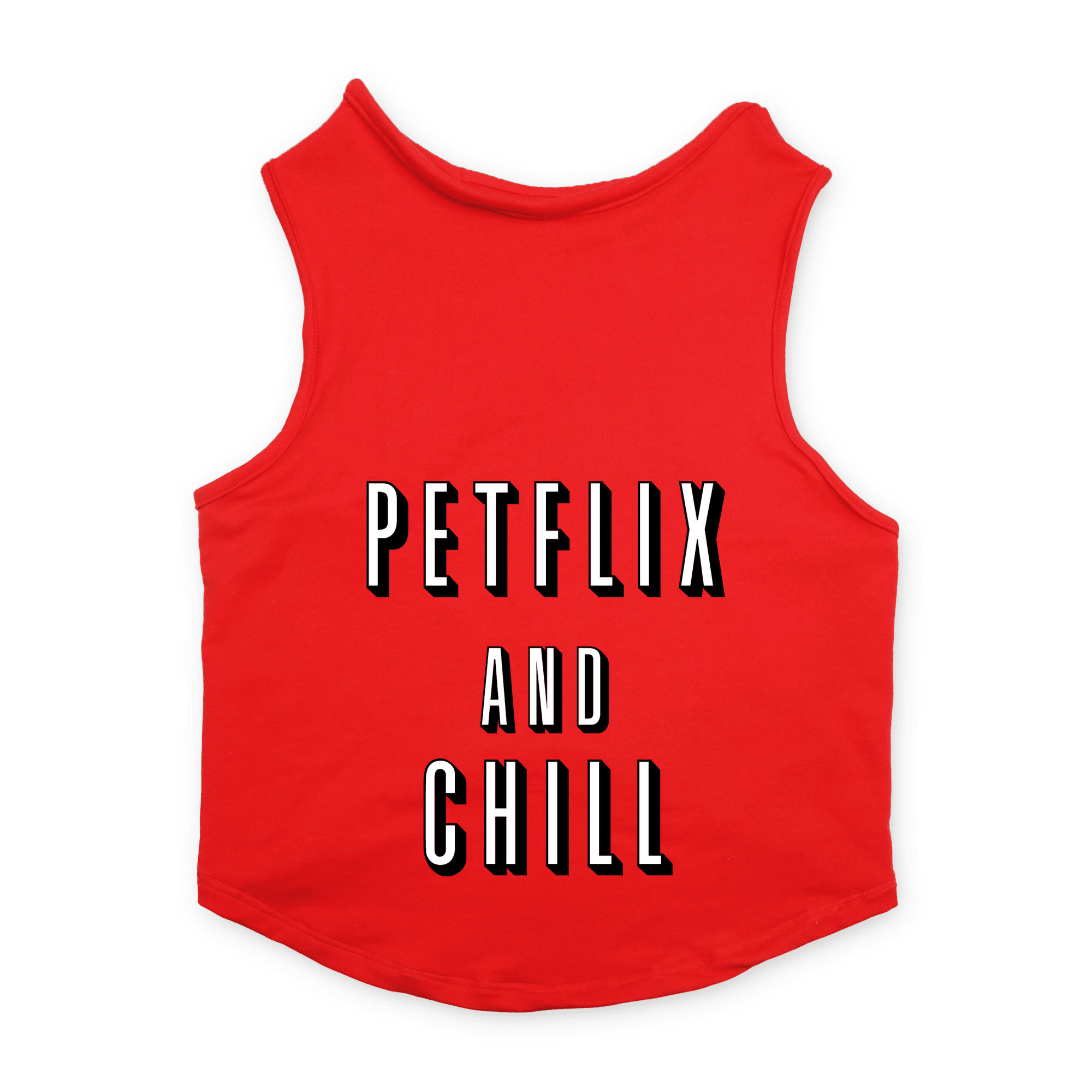 PawsIndia Sleeveless Printed Dog T-Shirt - Petflix & Chill (Red)