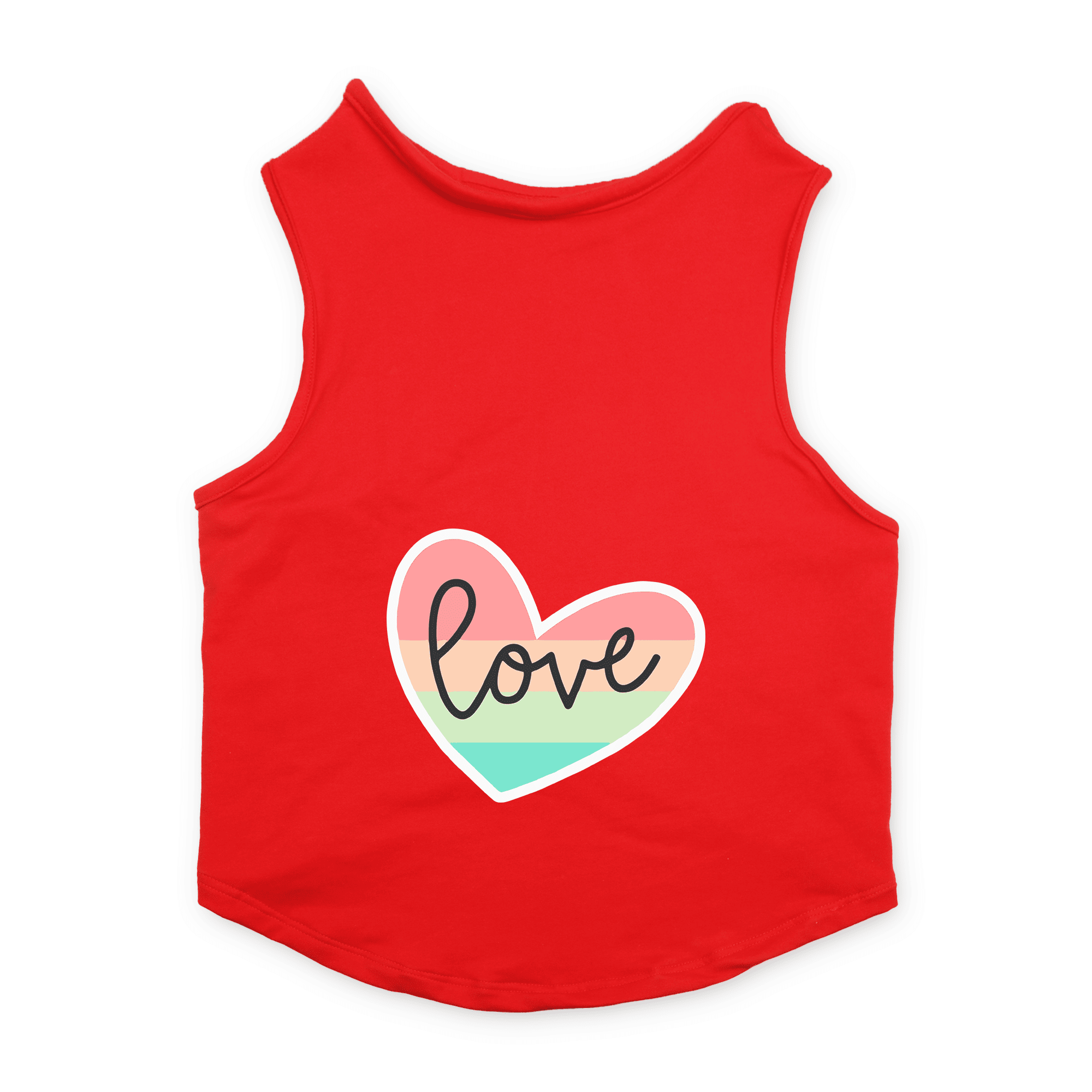 PawsIndia Sleeveless Printed Dog T-Shirt - Love (Red)