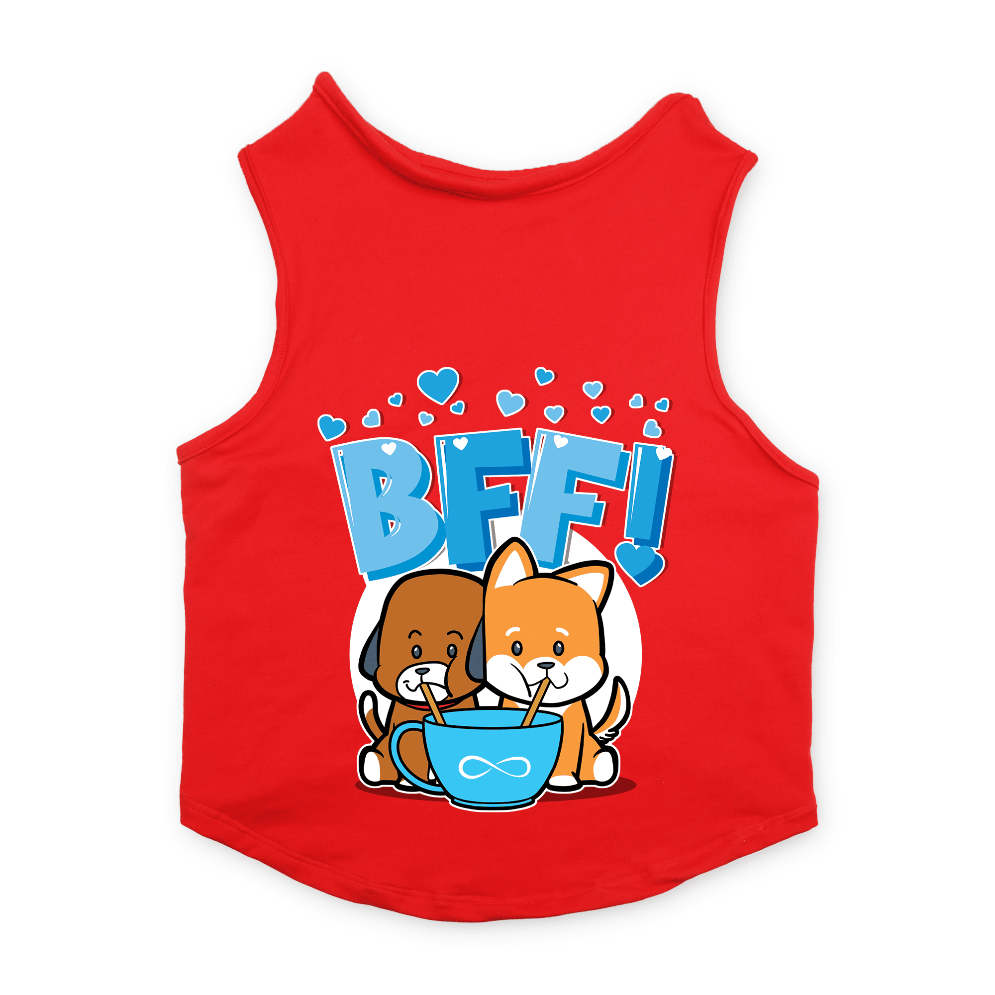 PawsIndia Sleeveless Printed Dog T-Shirt - BFF (Red)