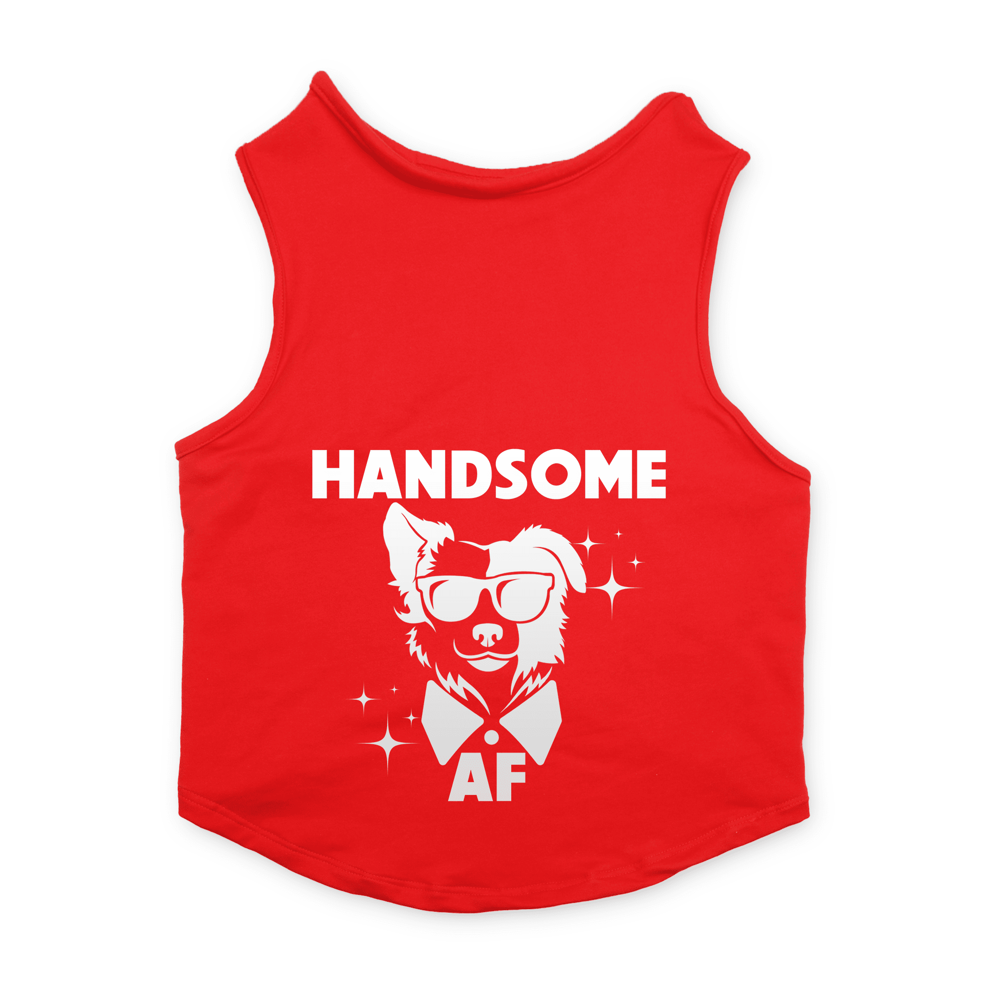 PawsIndia Sleeveless Printed Dog T-Shirt - Handsome (Red)