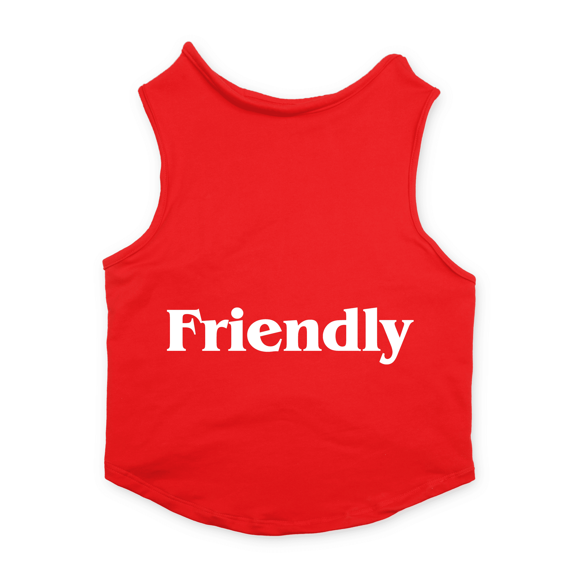PawsIndia Sleeveless Printed Dog T-Shirt - Friendly (Red)