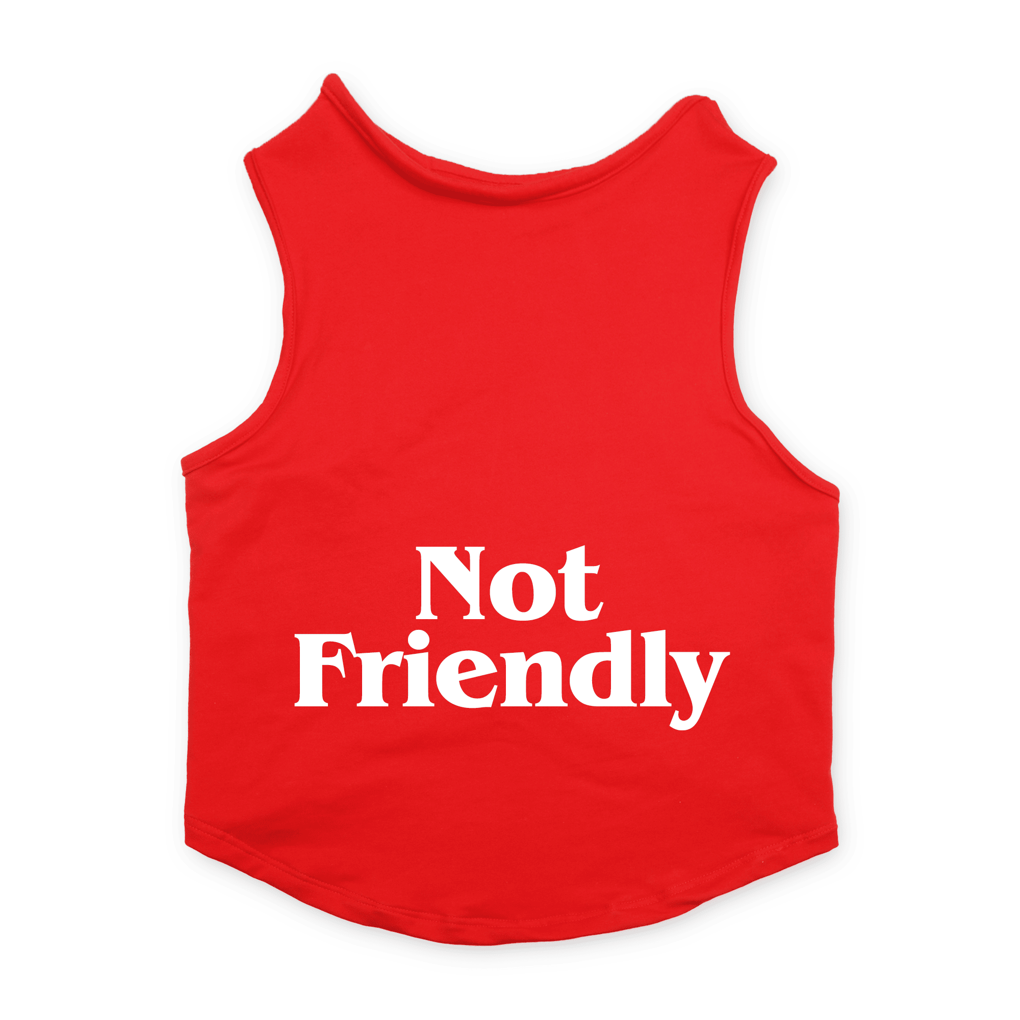 PawsIndia Sleeveless Printed Dog T-Shirt - Not Friendly (Red)