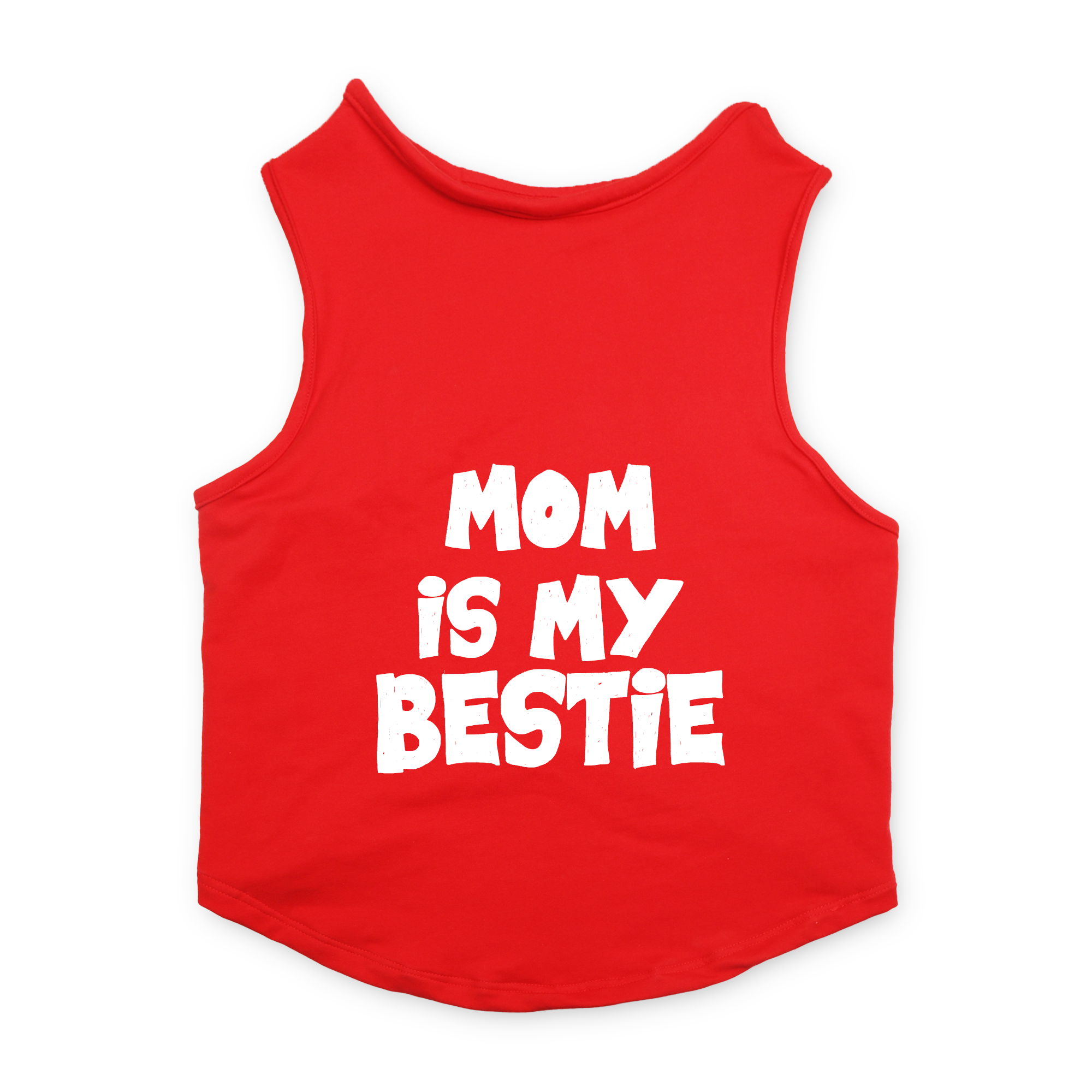 PawsIndia Sleeveless Printed Dog T-Shirt - Mom is My Bestie (Red)