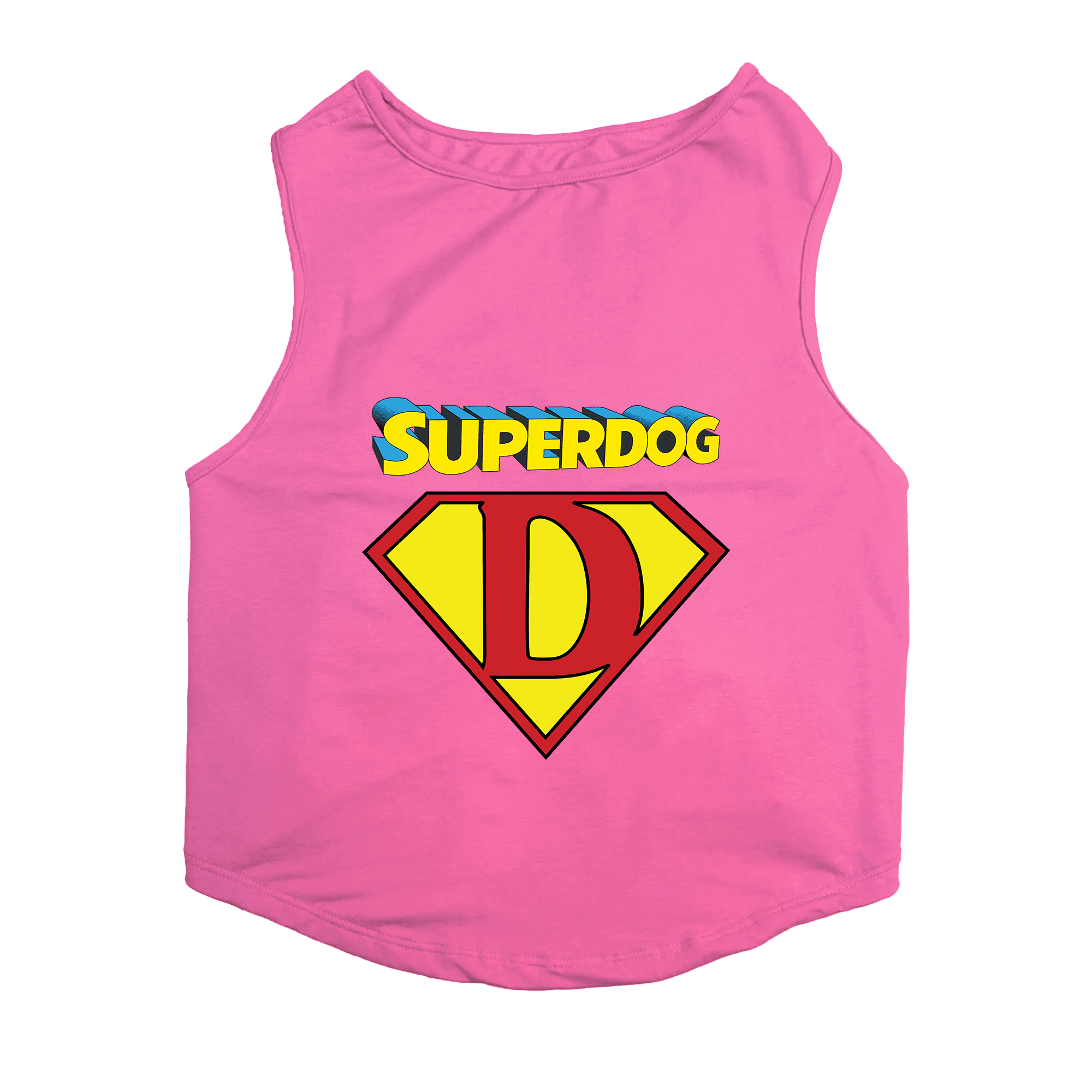 PawsIndia Sleeveless Printed Dog T-Shirt - Super Dog (Pink)