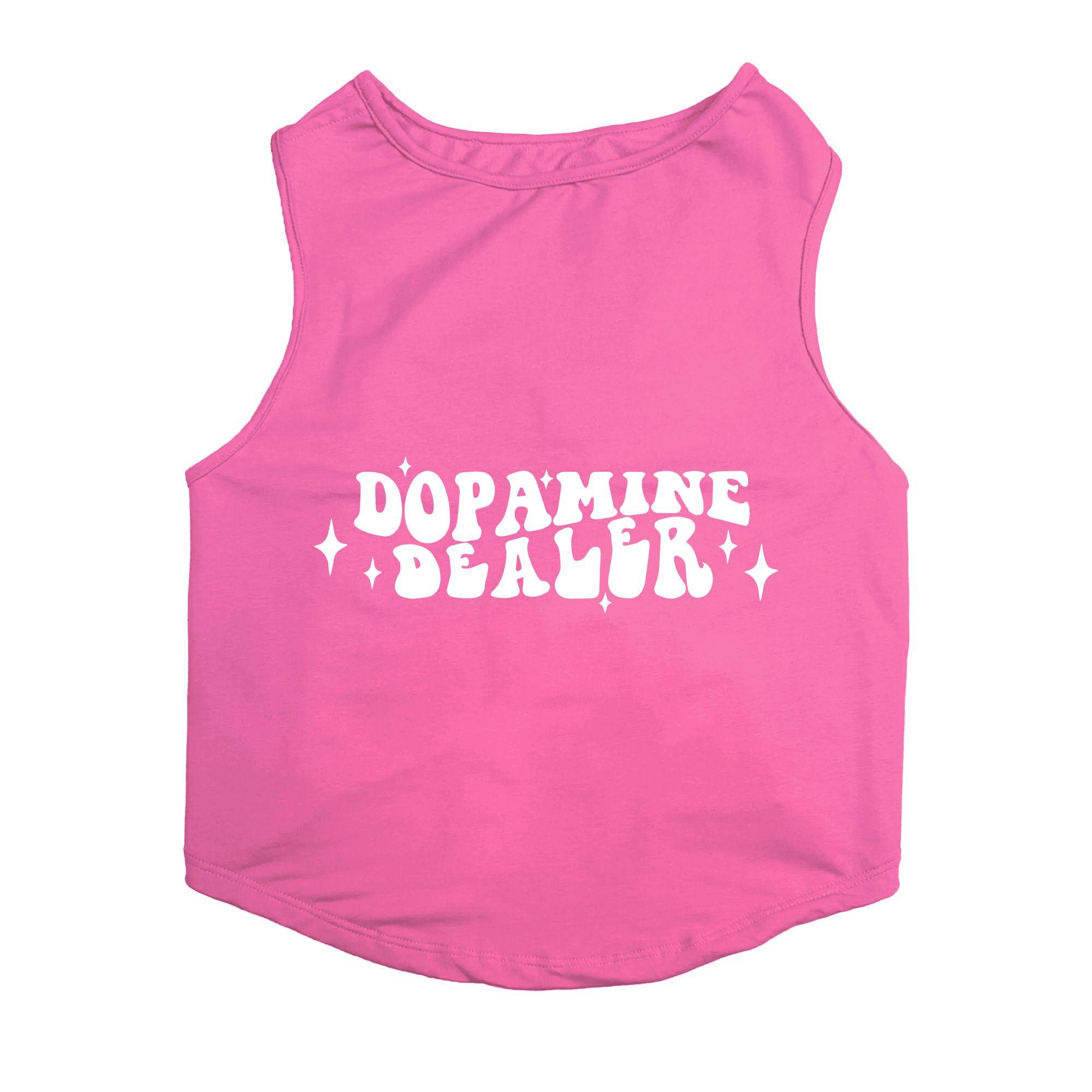 PawsIndia Sleeveless Printed Dog T-Shirt - Dopamine Dealer (Pink)