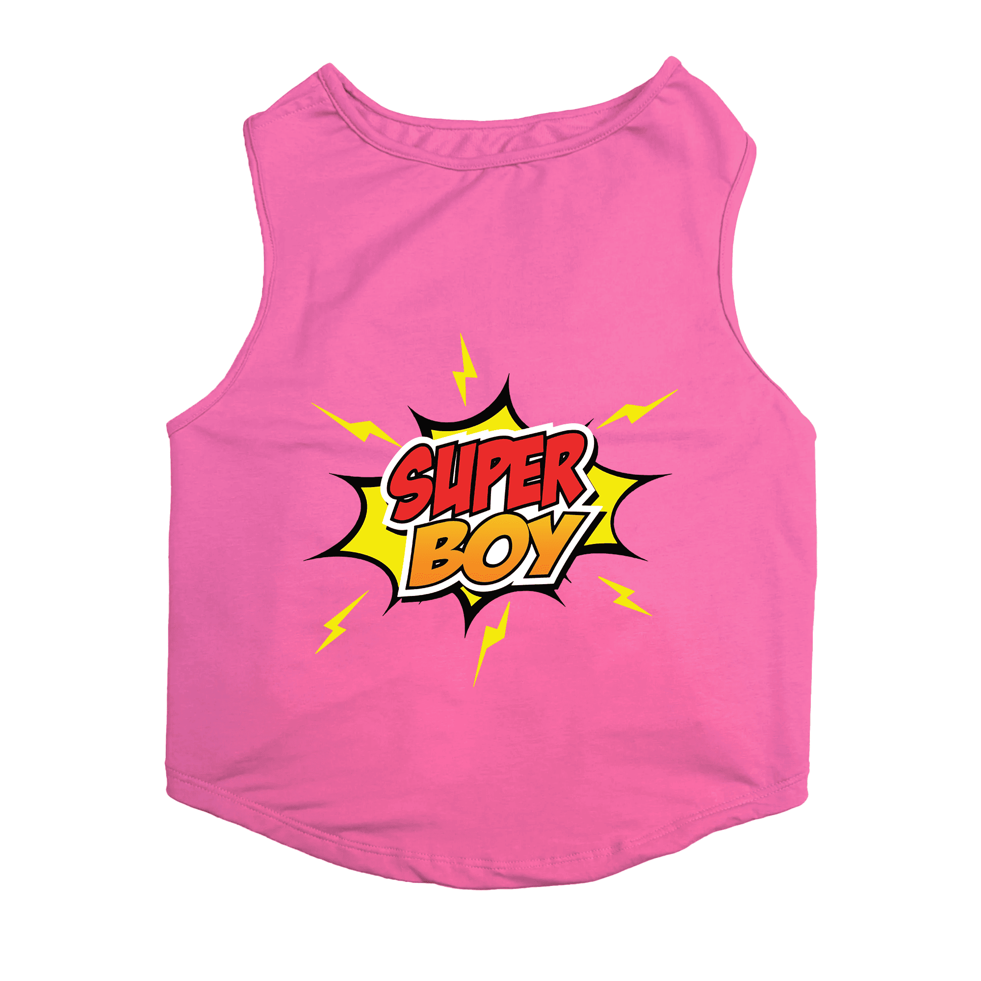 PawsIndia Sleeveless Printed Dog T-Shirt - Super Boy (Pink)