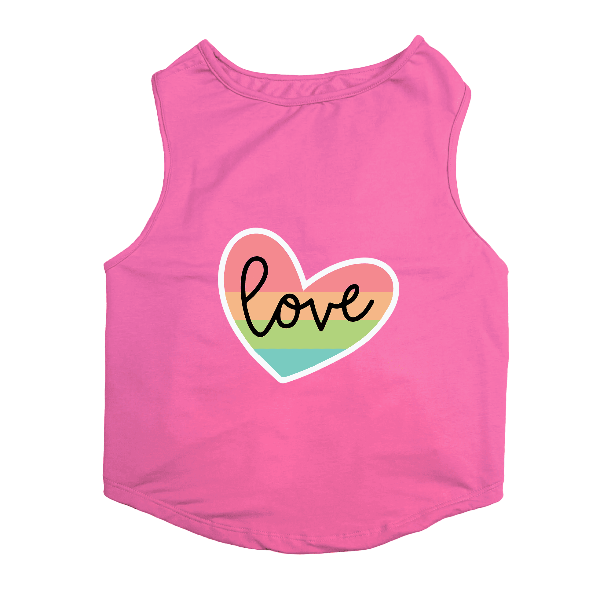 PawsIndia Sleeveless Printed Dog T-Shirt - Love (Pink)