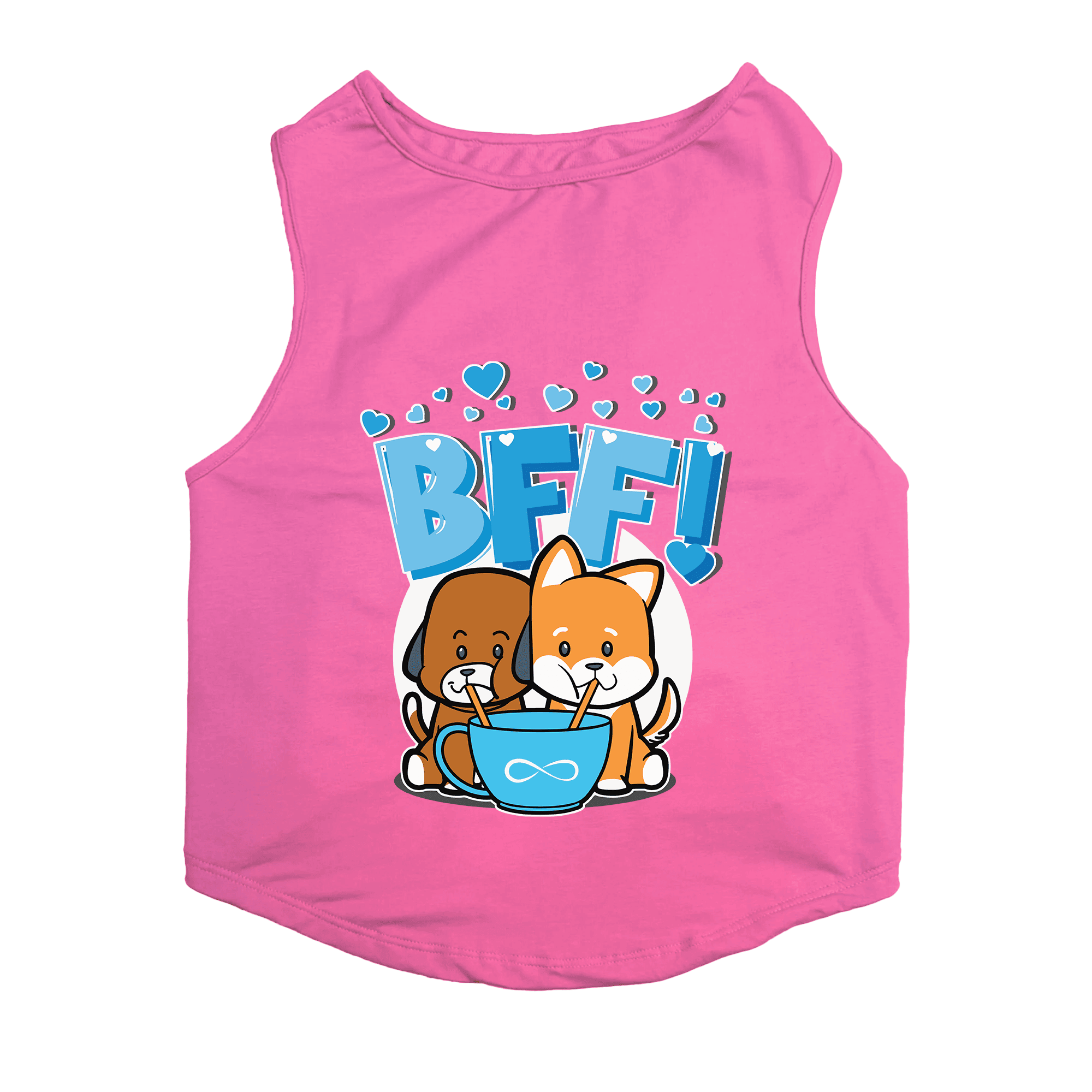 PawsIndia Sleeveless Printed Dog T-Shirt - BFF (Pink)