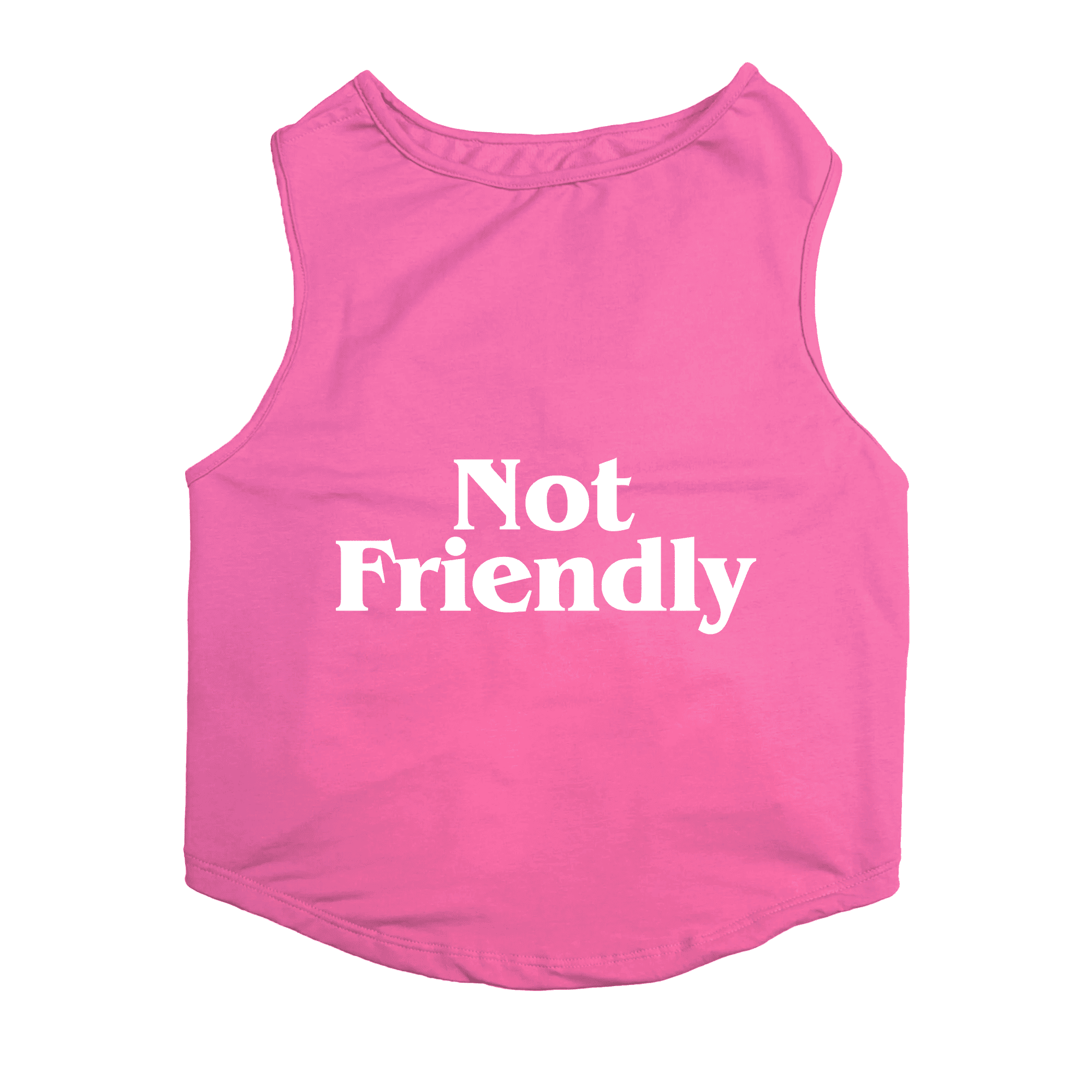PawsIndia Sleeveless Printed Dog T-Shirt - Not Friendly (Pink)