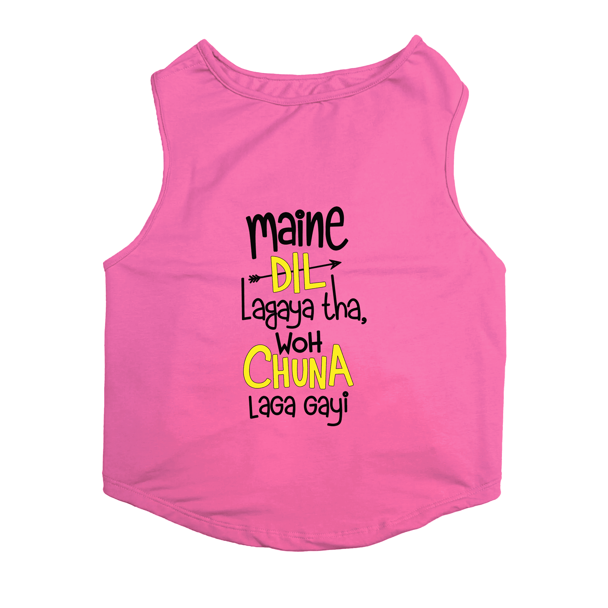 PawsIndia Sleeveless Printed Dog T-Shirt - Maine Dil Lagaya Tha Wo Chuna Laga Gayi (Pink)