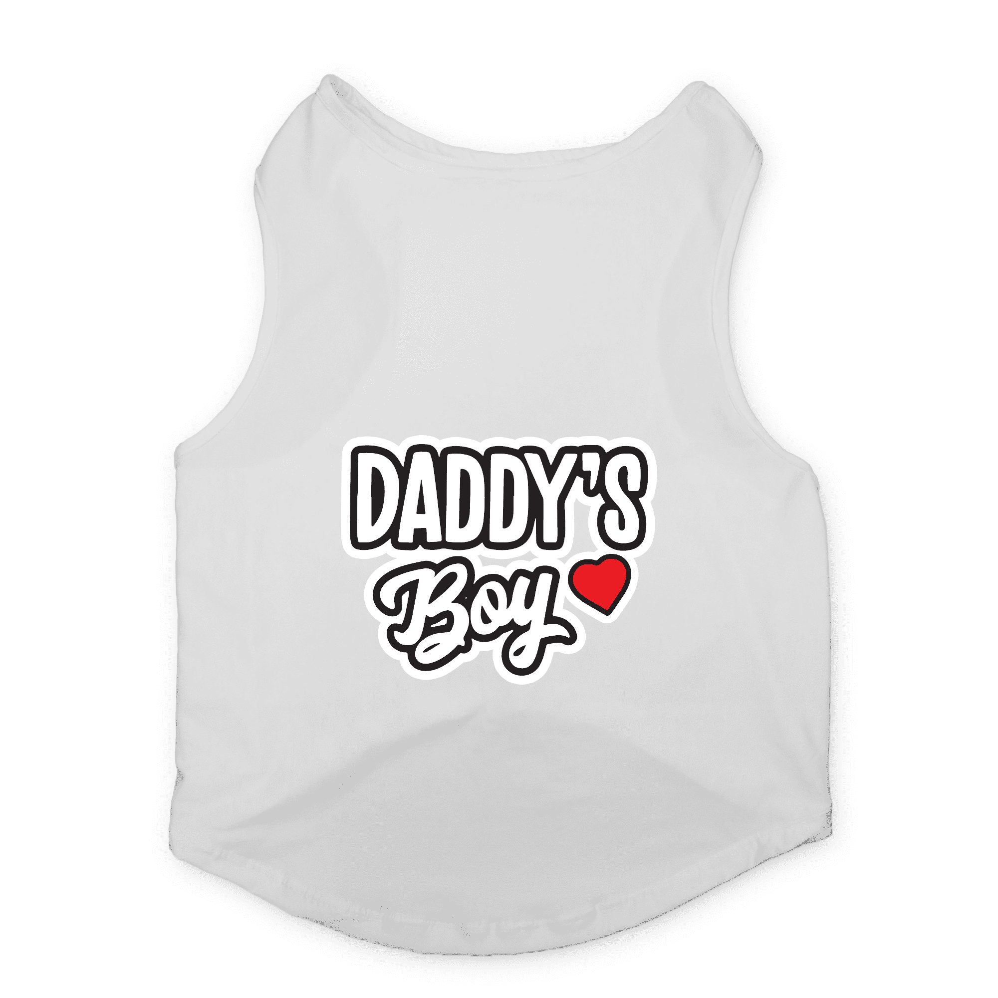PawsIndia Sleeveless Printed Dog T-Shirt - Daddy's Boy (White)