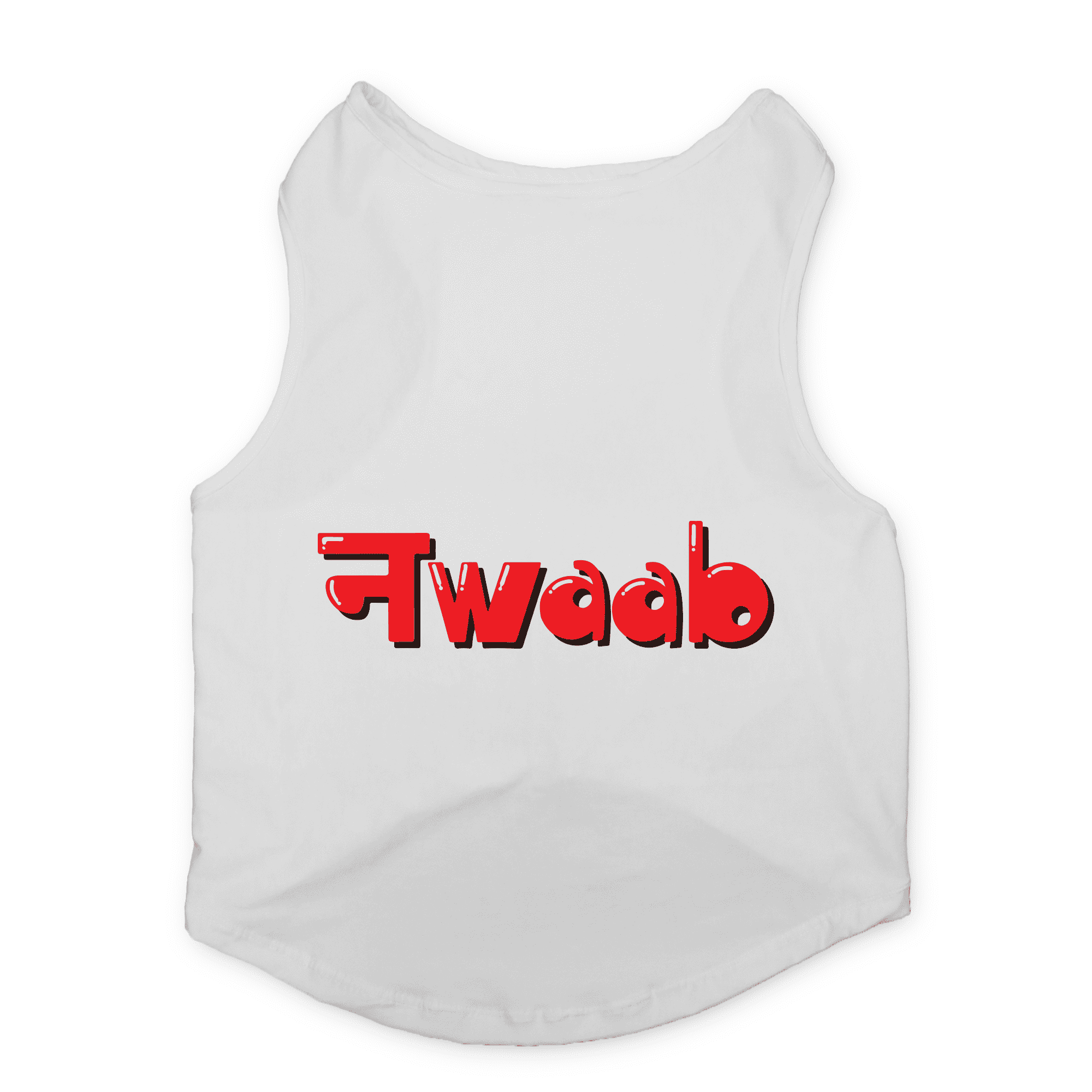 PawsIndia Sleeveless Printed Dog T-Shirt - Nawaab (White)