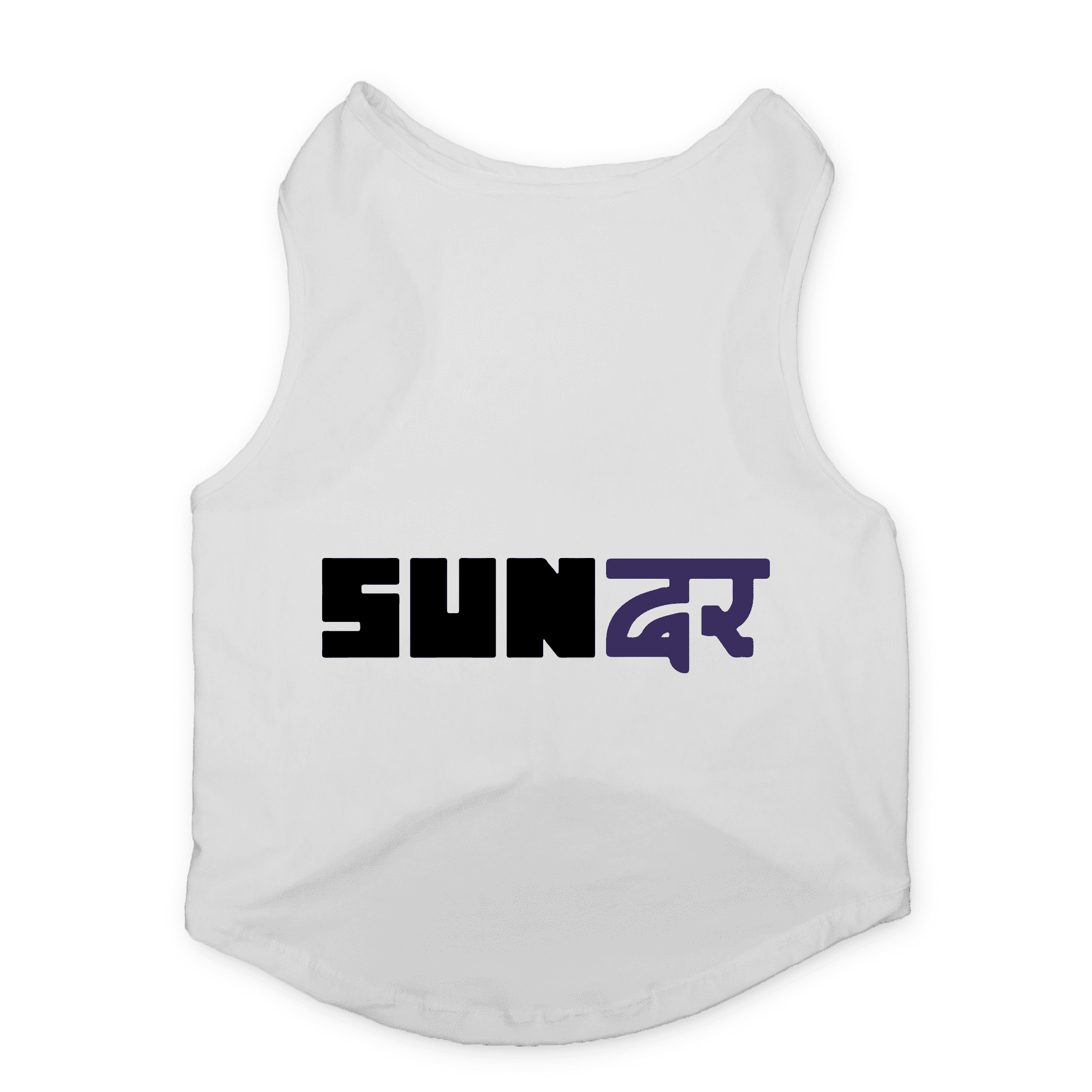 PawsIndia Sleeveless Printed Dog T-Shirt - Sundar (White)