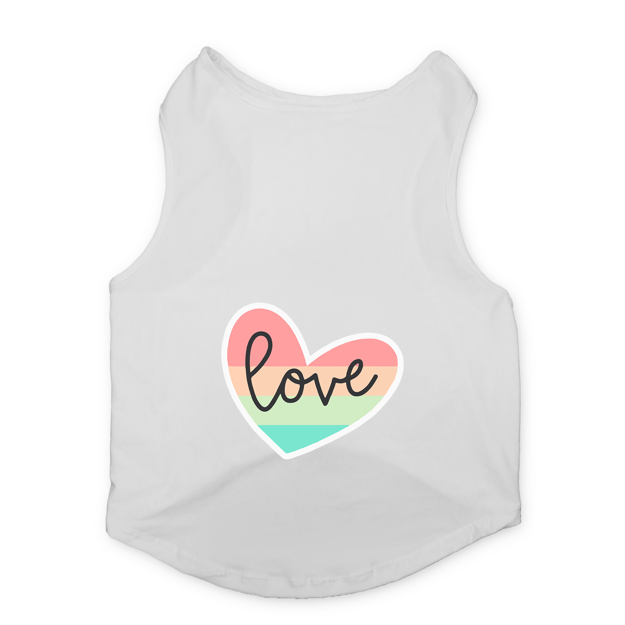 PawsIndia Sleeveless Printed Dog T-Shirt - Love (White)