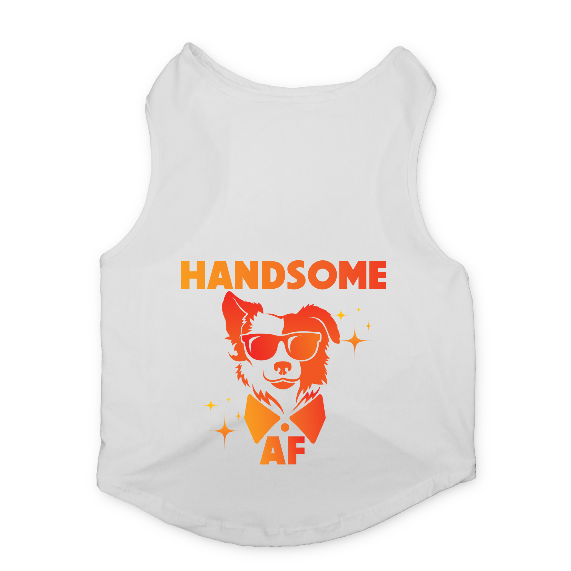 PawsIndia Sleeveless Printed Dog T-Shirt - Handsome (White)