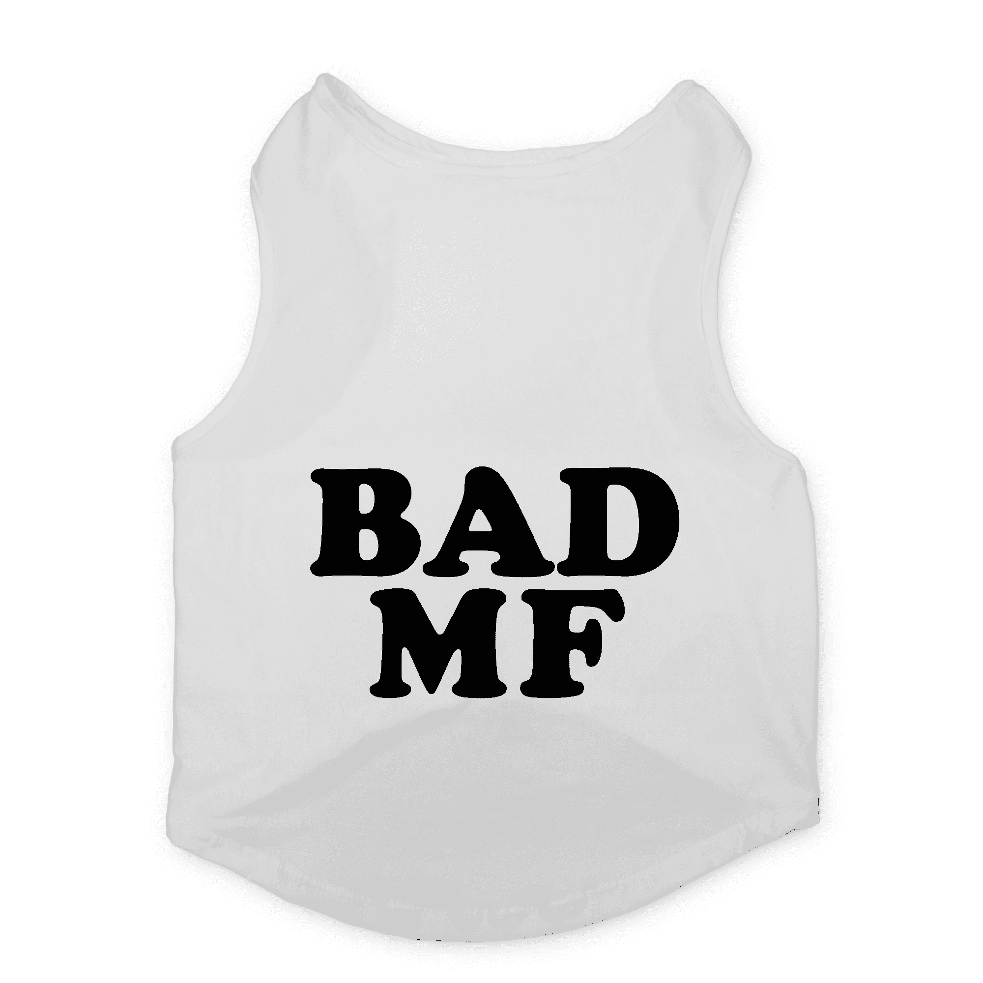 PawsIndia Sleeveless Printed Dog T-Shirt - Bad MF (White)