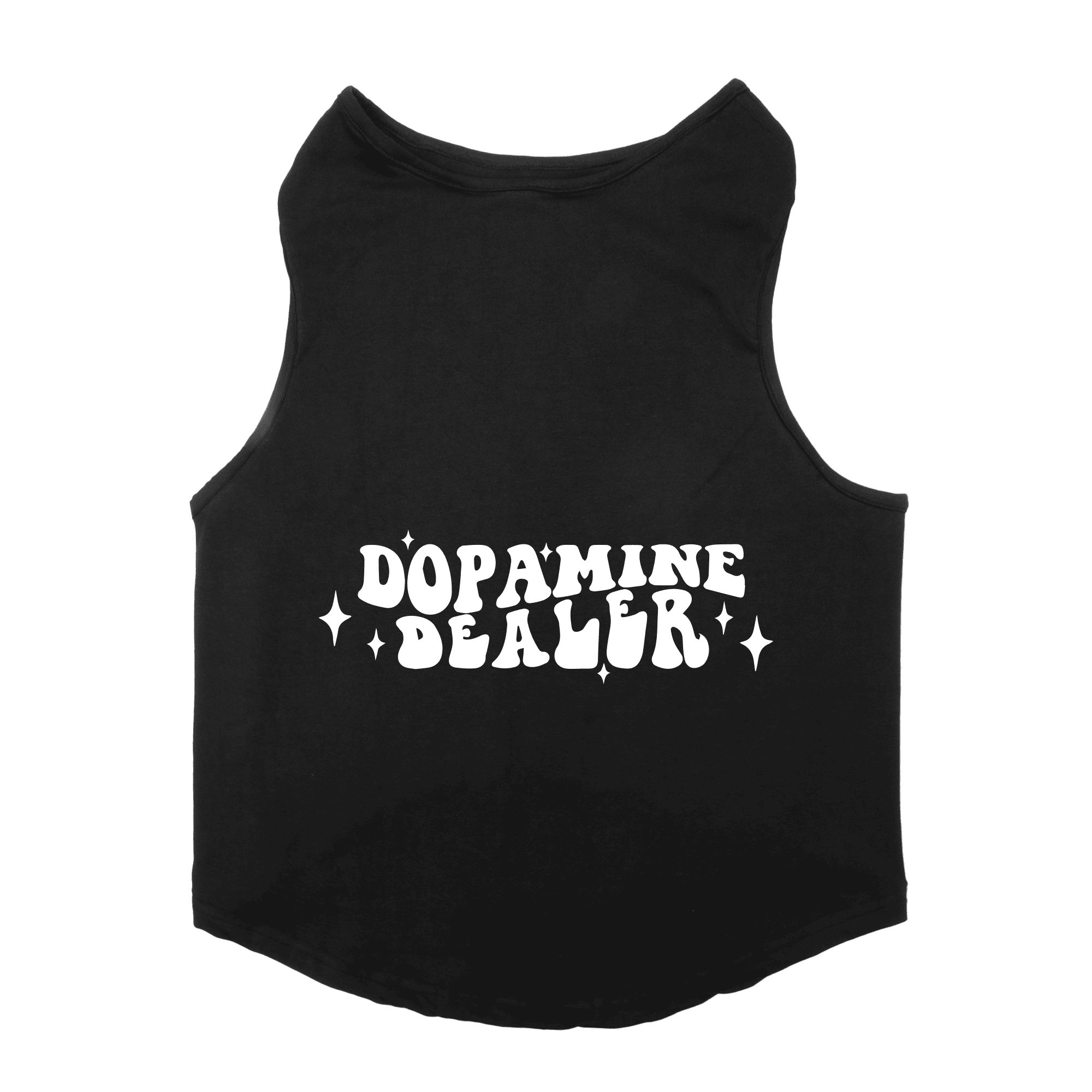 PawsIndia Sleeveless Printed Cat T-Shirt - Dopamine Dealer (Black)