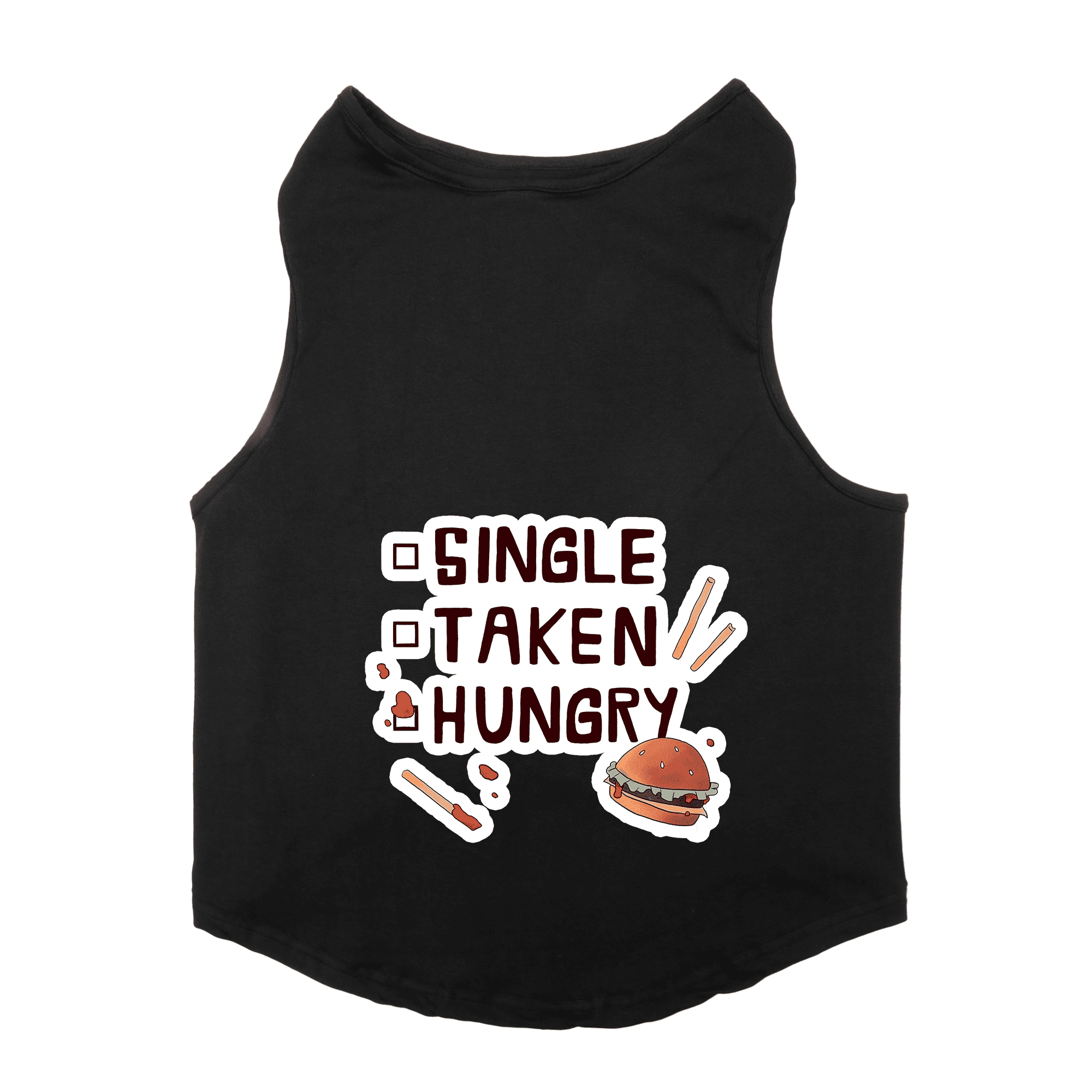 PawsIndia Sleeveless Printed Cat T-Shirt - Single-Taken-Hungry (Black)