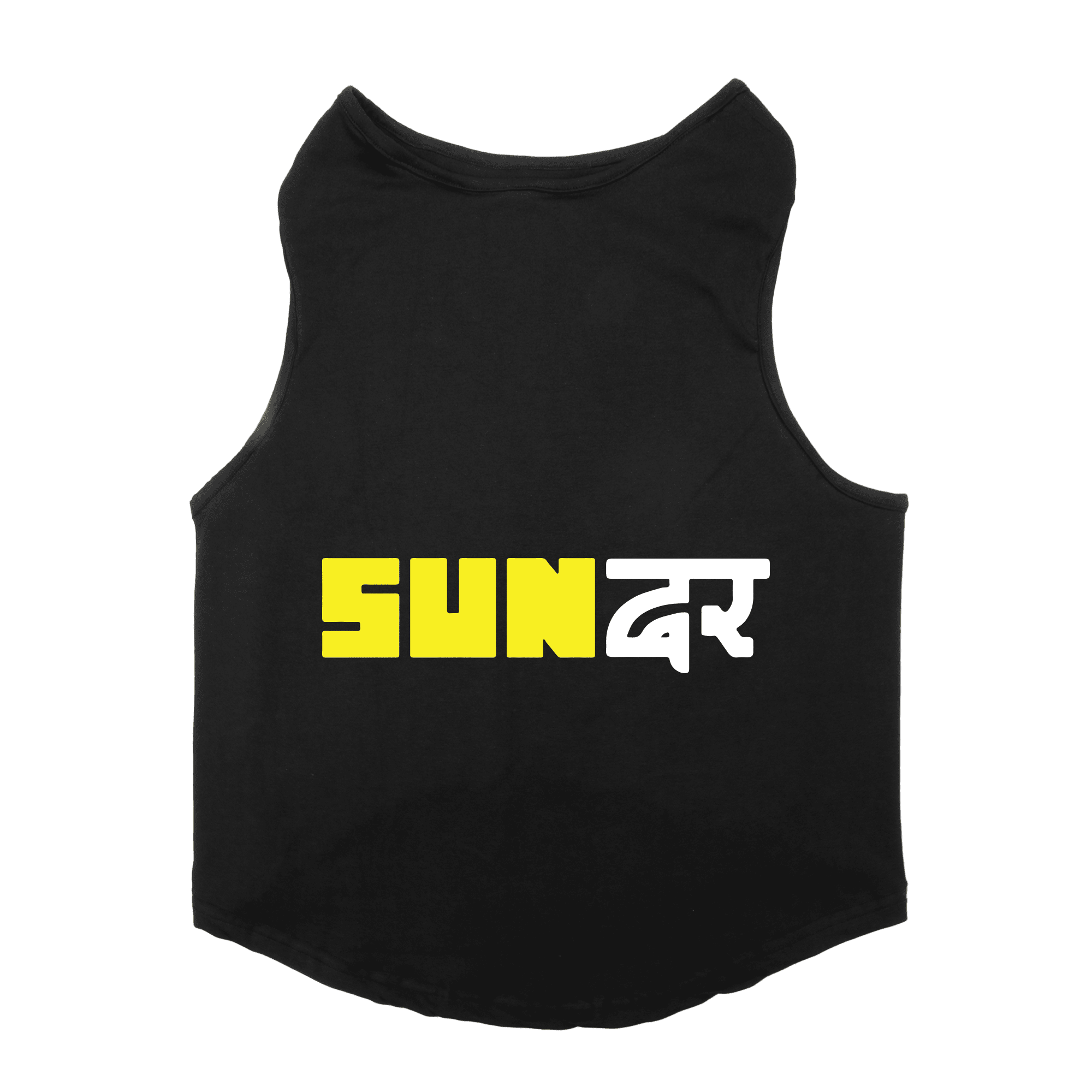 PawsIndia Sleeveless Printed Cat T-Shirt - Sundar (Black)