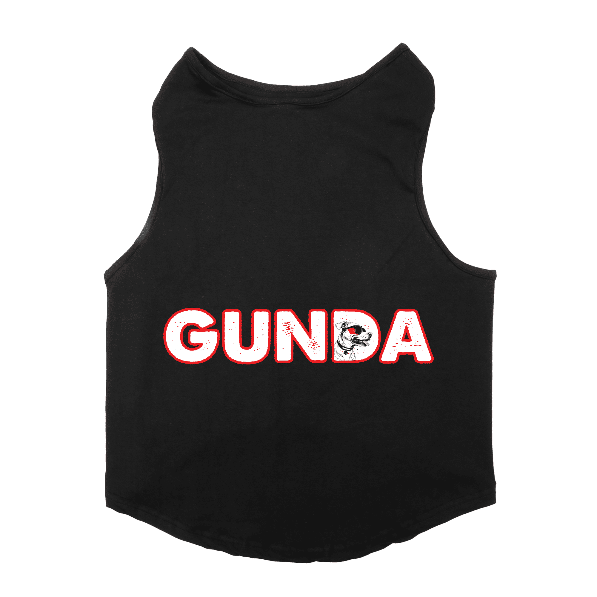PawsIndia Sleeveless Printed Cat T-Shirt - Gunda (Black)