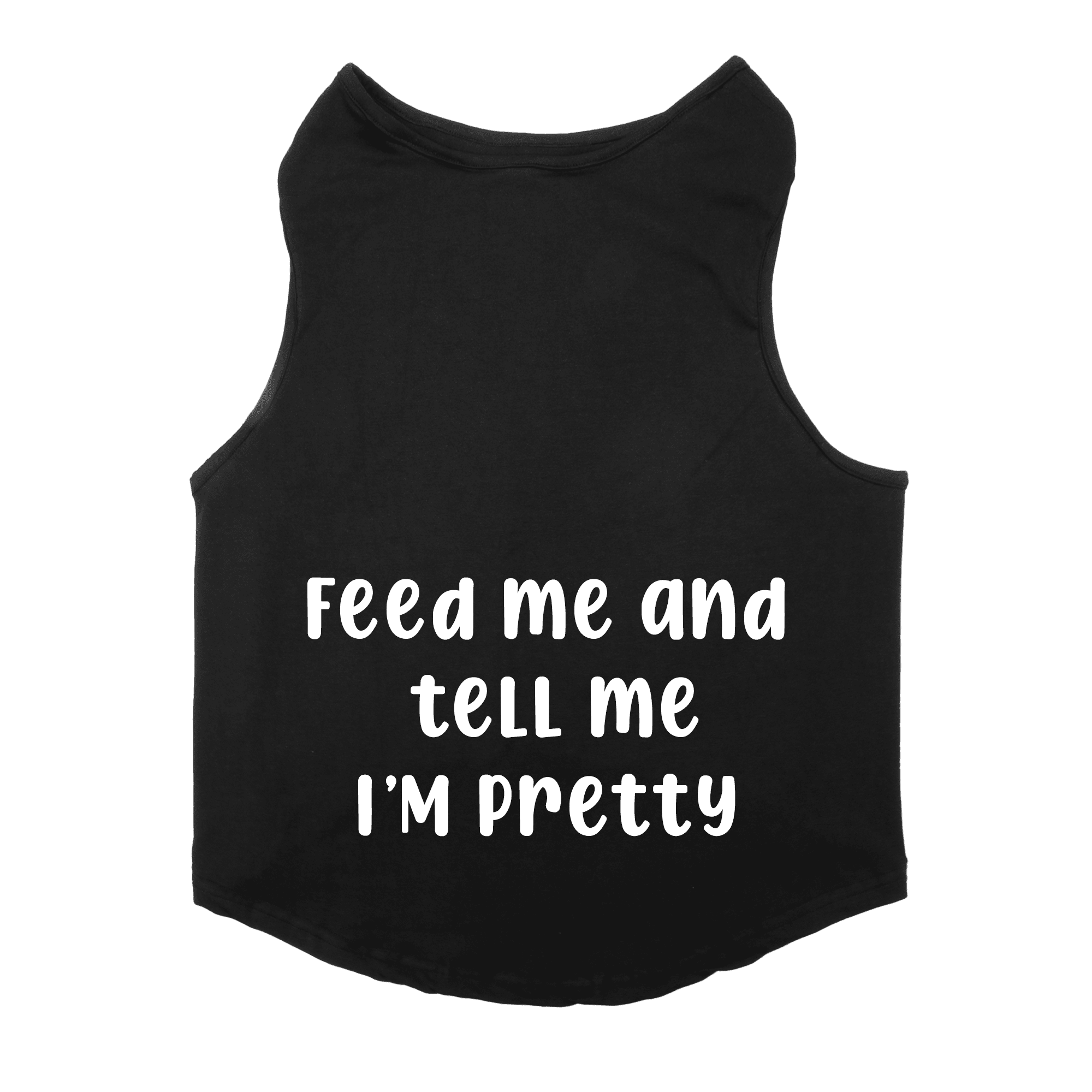 PawsIndia Sleeveless Printed Cat T-Shirt - Feed Me & Tell Me I'm Pretty (Black)