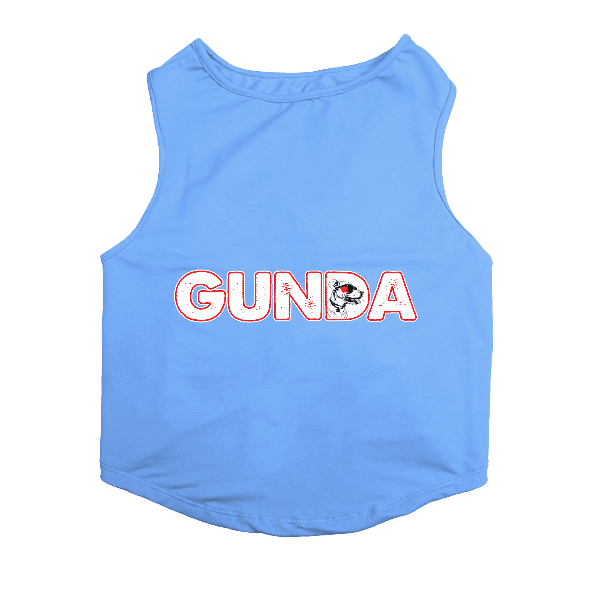 PawsIndia Sleeveless Printed Cat T-Shirt - Gunda (Blue)