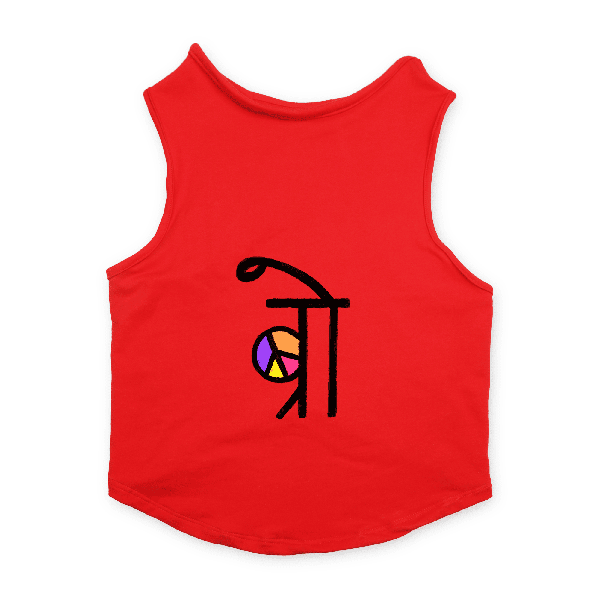 PawsIndia Sleeveless Printed Cat T-Shirt - BRO (Red)