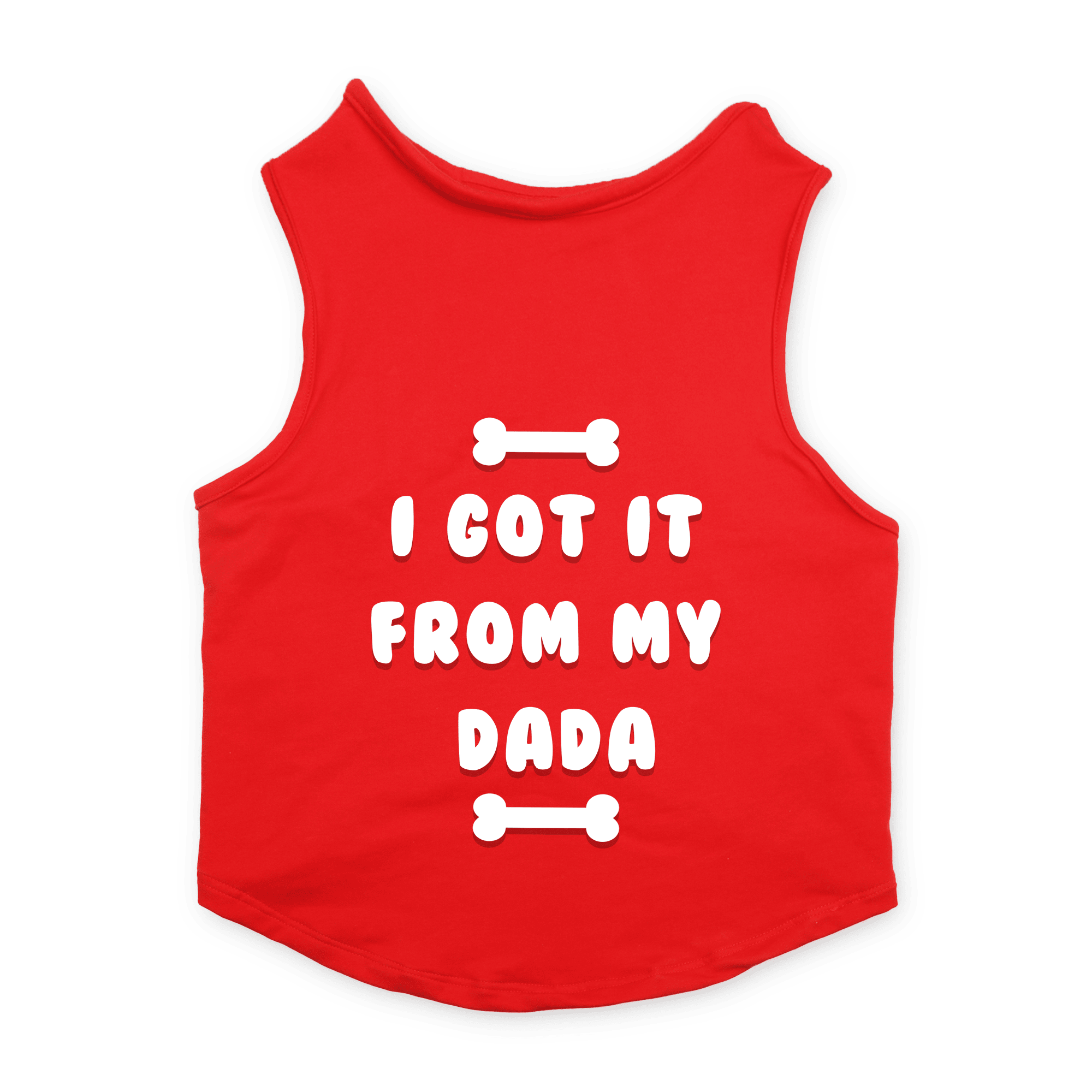 PawsIndia Sleeveless Printed Cat T-Shirt - I Got It From My Dada (Red)