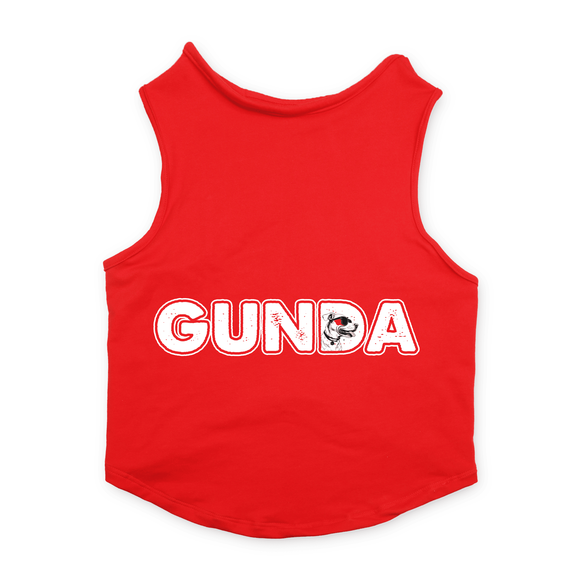 PawsIndia Sleeveless Printed Cat T-Shirt - Gunda (Red)
