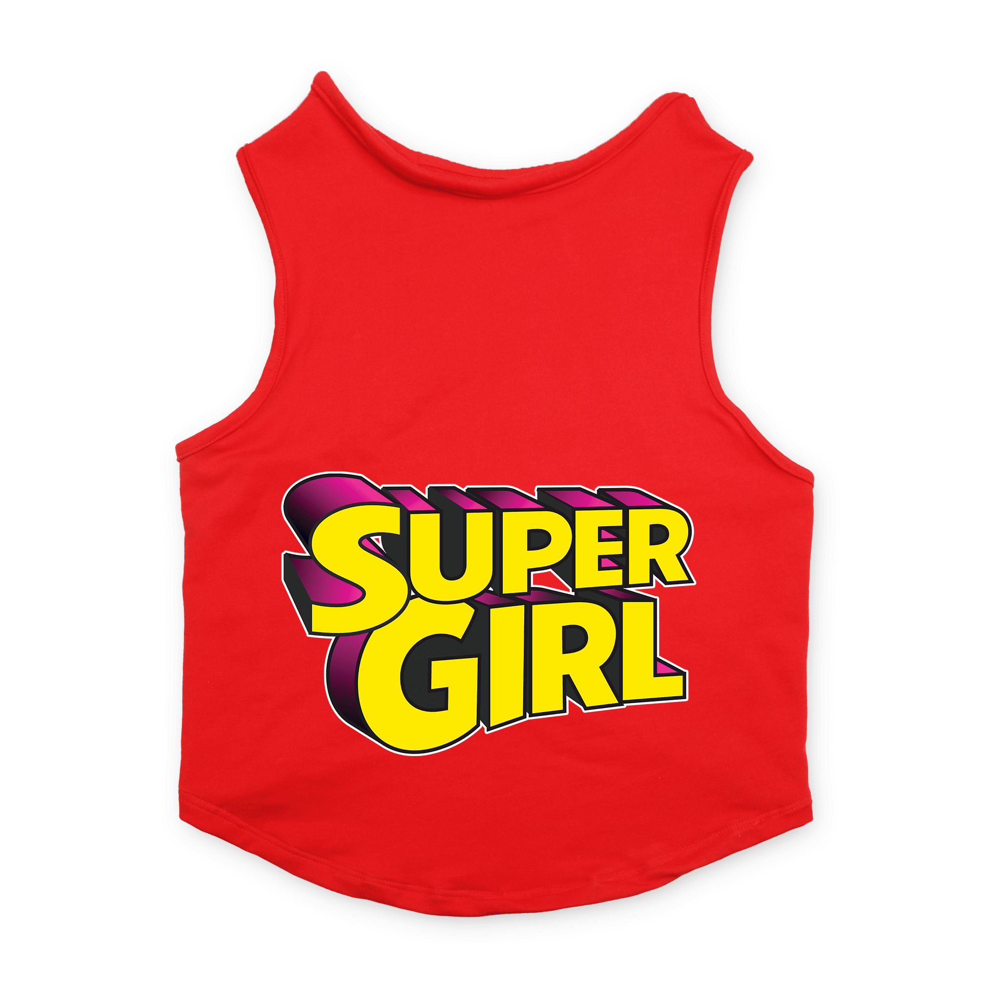 PawsIndia Sleeveless Printed Cat T-Shirt - Super Girl (Red)