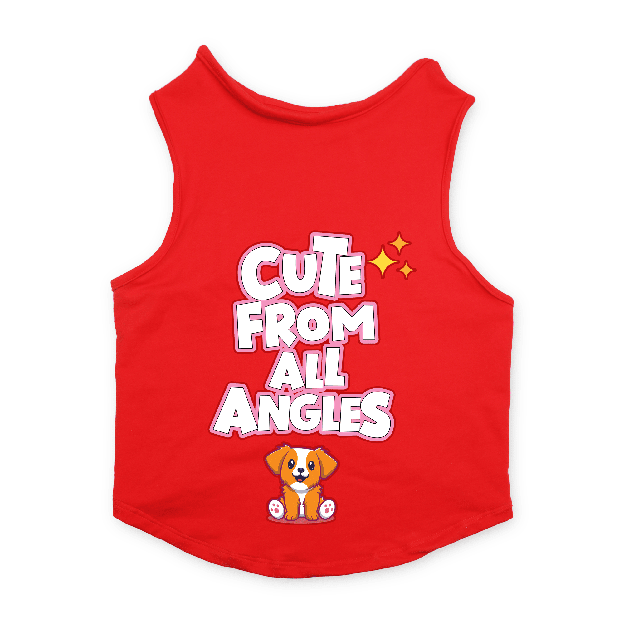 PawsIndia Sleeveless Printed Cat T-Shirt - Cute From All Angles (Red)
