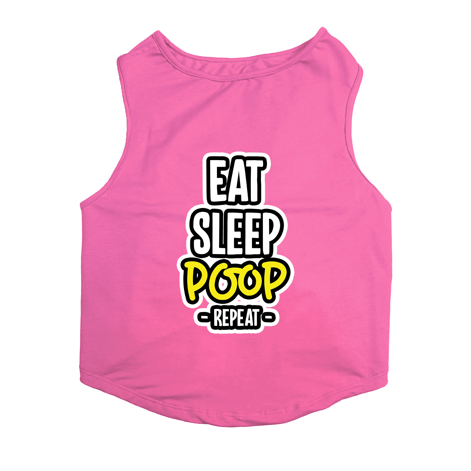 PawsIndia Sleeveless Printed Cat T-Shirt - Eat-Sleep-Poop (Pink)
