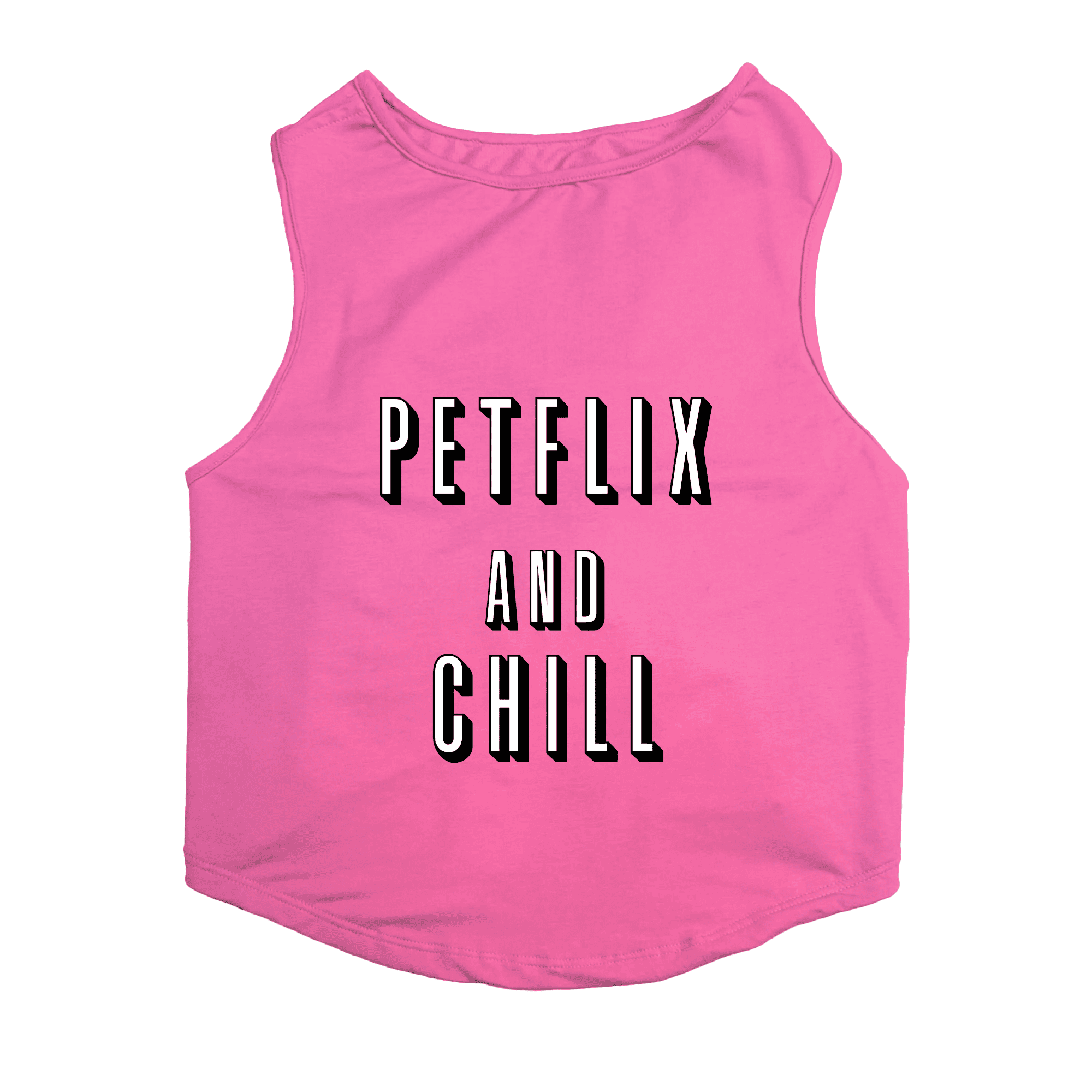 PawsIndia Sleeveless Printed Cat T-Shirt - Petflix & Chill (Pink)