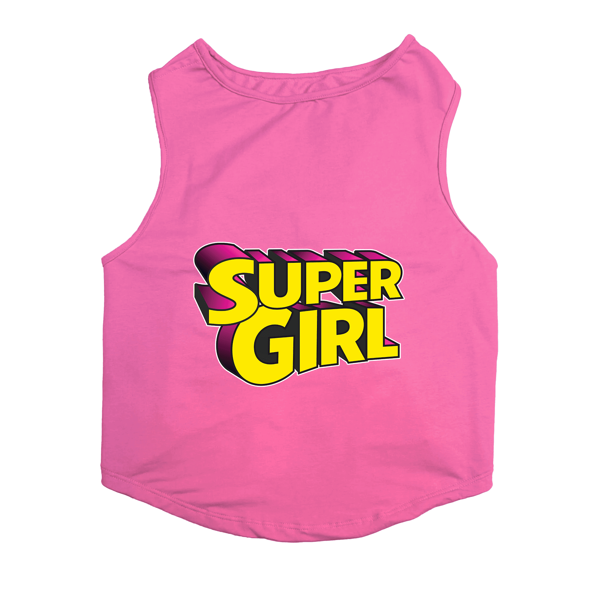 PawsIndia Sleeveless Printed Cat T-Shirt - Super Girl (Pink)