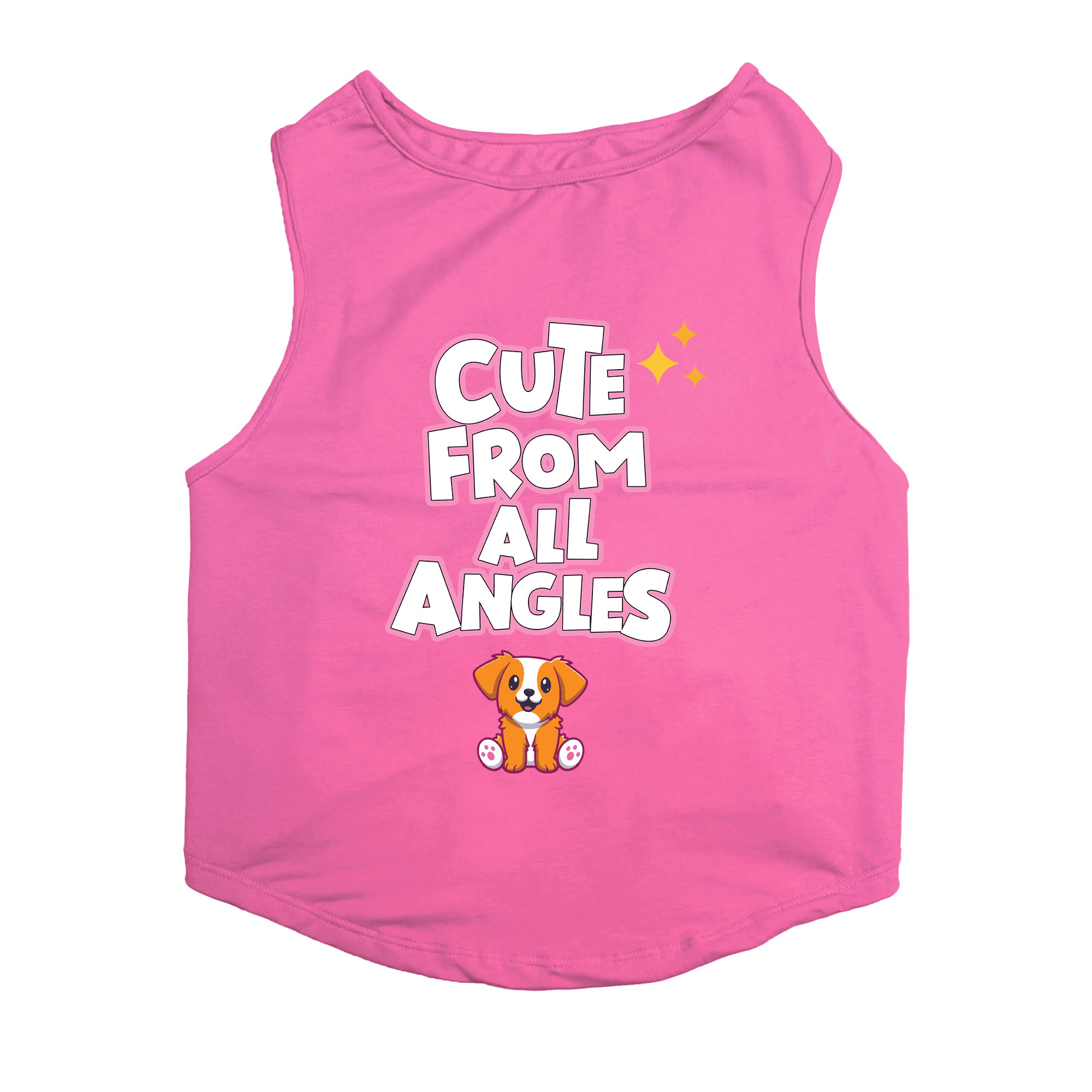 PawsIndia Sleeveless Printed Cat T-Shirt - Cute From All Angles (Pink)