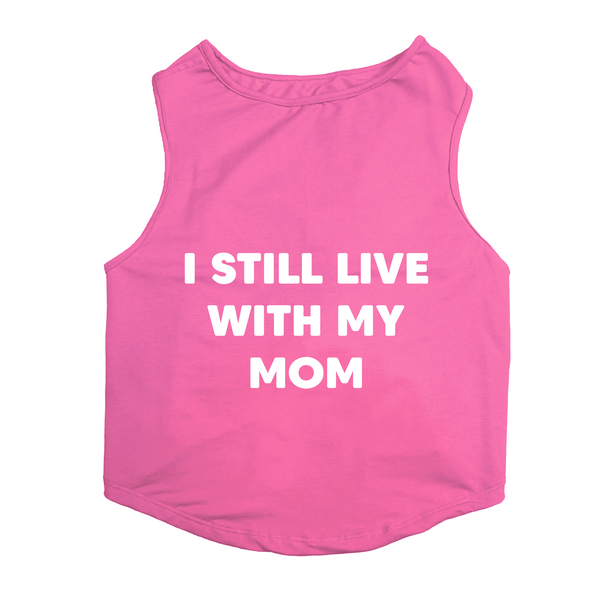PawsIndia Sleeveless Printed Cat T-Shirt - I Still Live With My Mom (Pink)