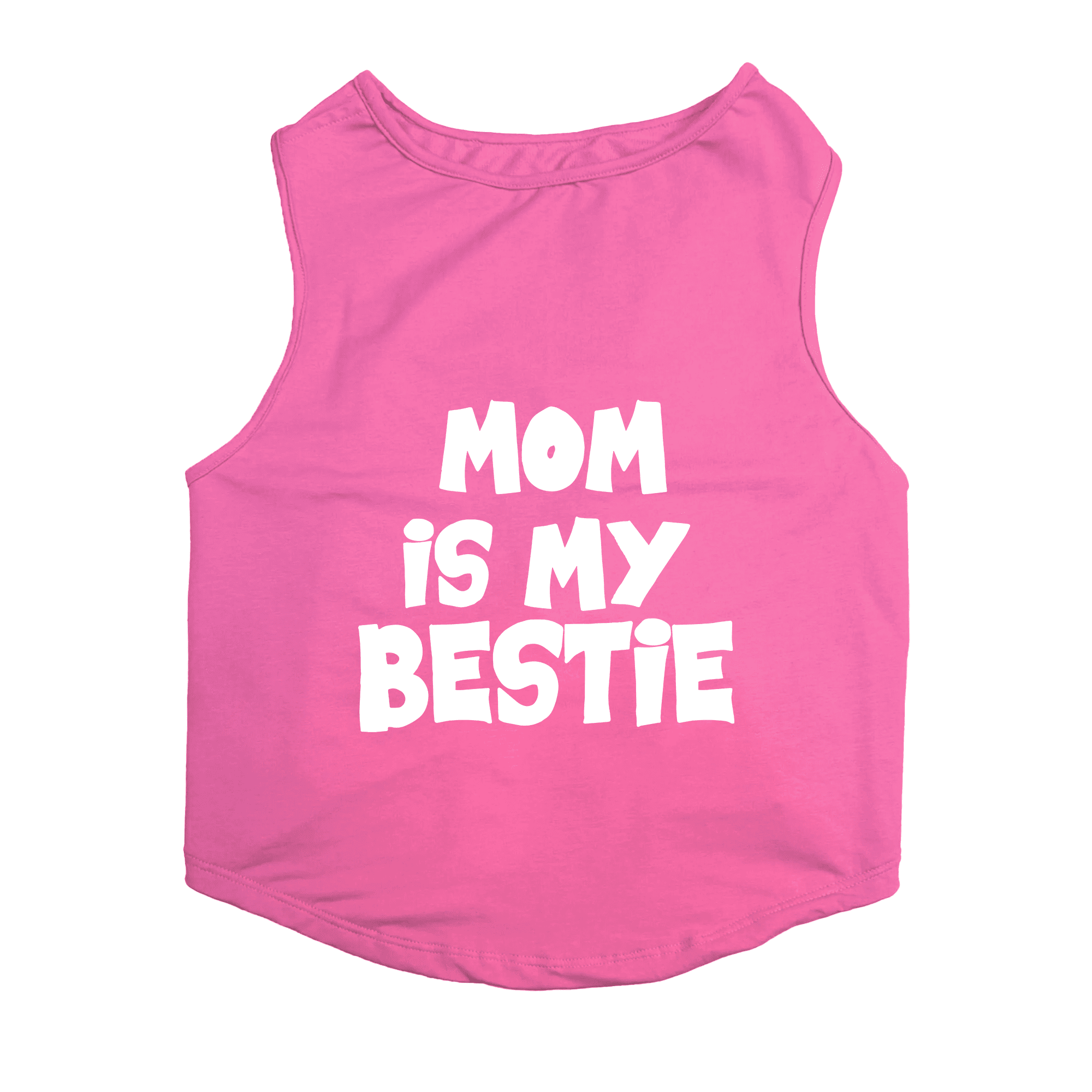 PawsIndia Sleeveless Printed Cat T-Shirt - Mom is My Bestie (Pink)