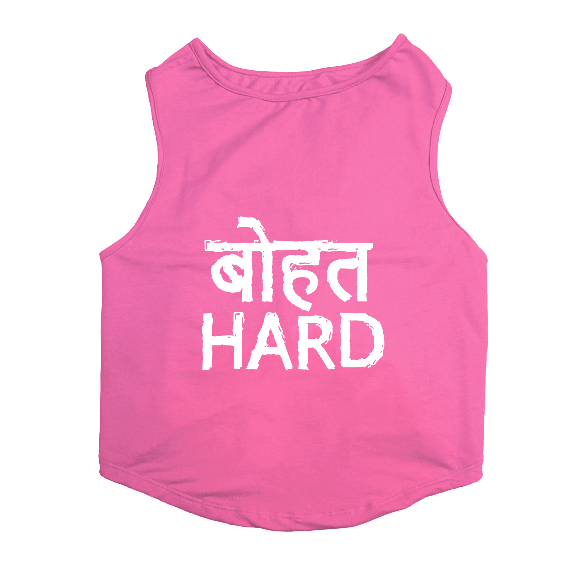 PawsIndia Sleeveless Printed Cat T-Shirt - Bohot Hard (Pink)
