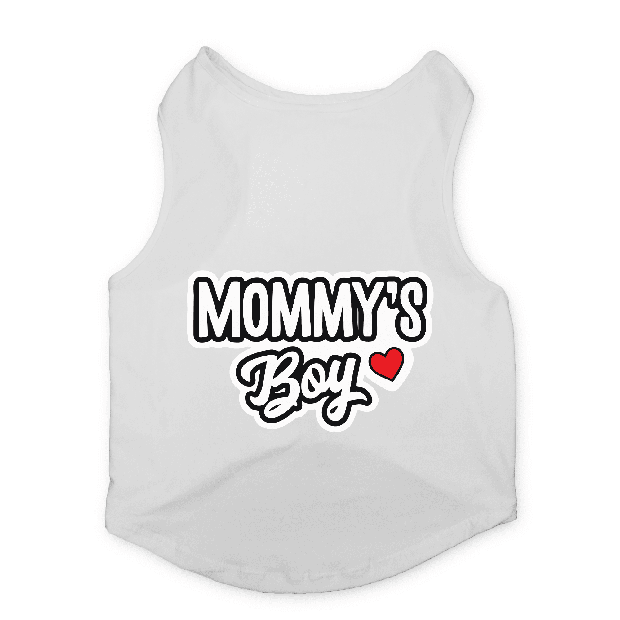 PawsIndia Sleeveless Printed Cat T-Shirt - Mommy's Boy (White)