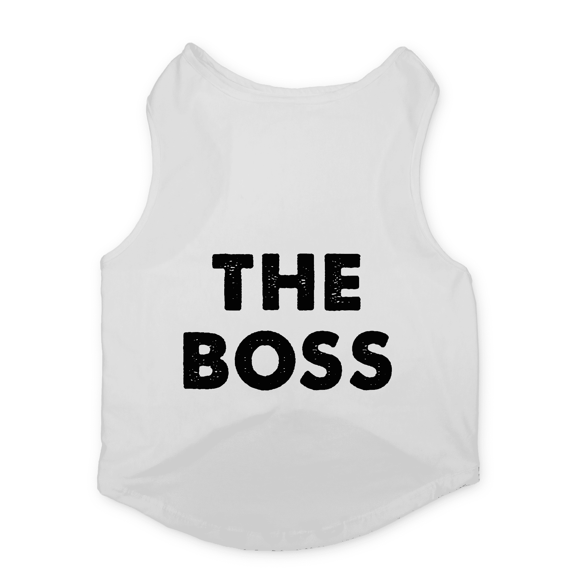 PawsIndia Sleeveless Printed Cat T-Shirt - The Boss (White)