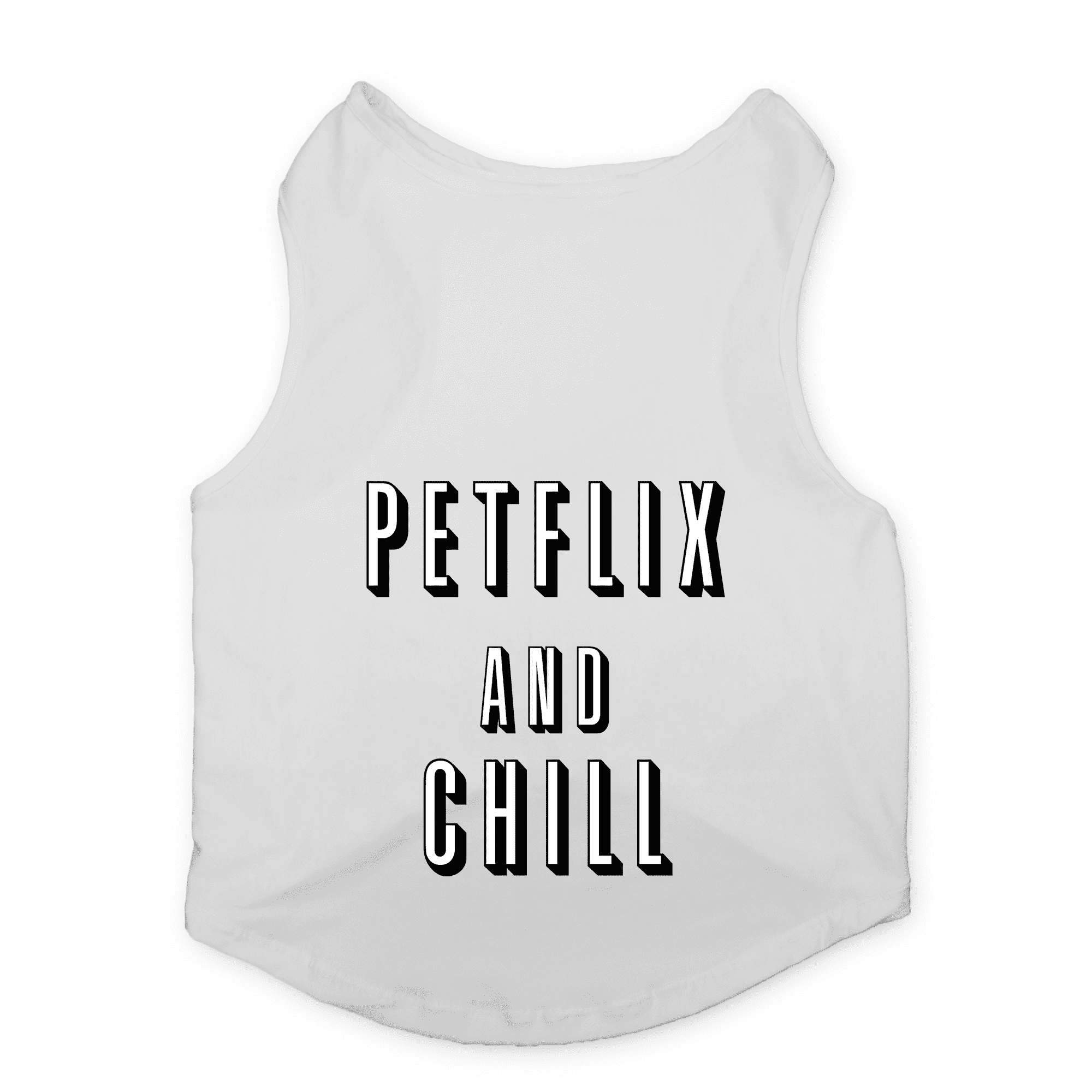 PawsIndia Sleeveless Printed Cat T-Shirt - Petflix & Chill (White)