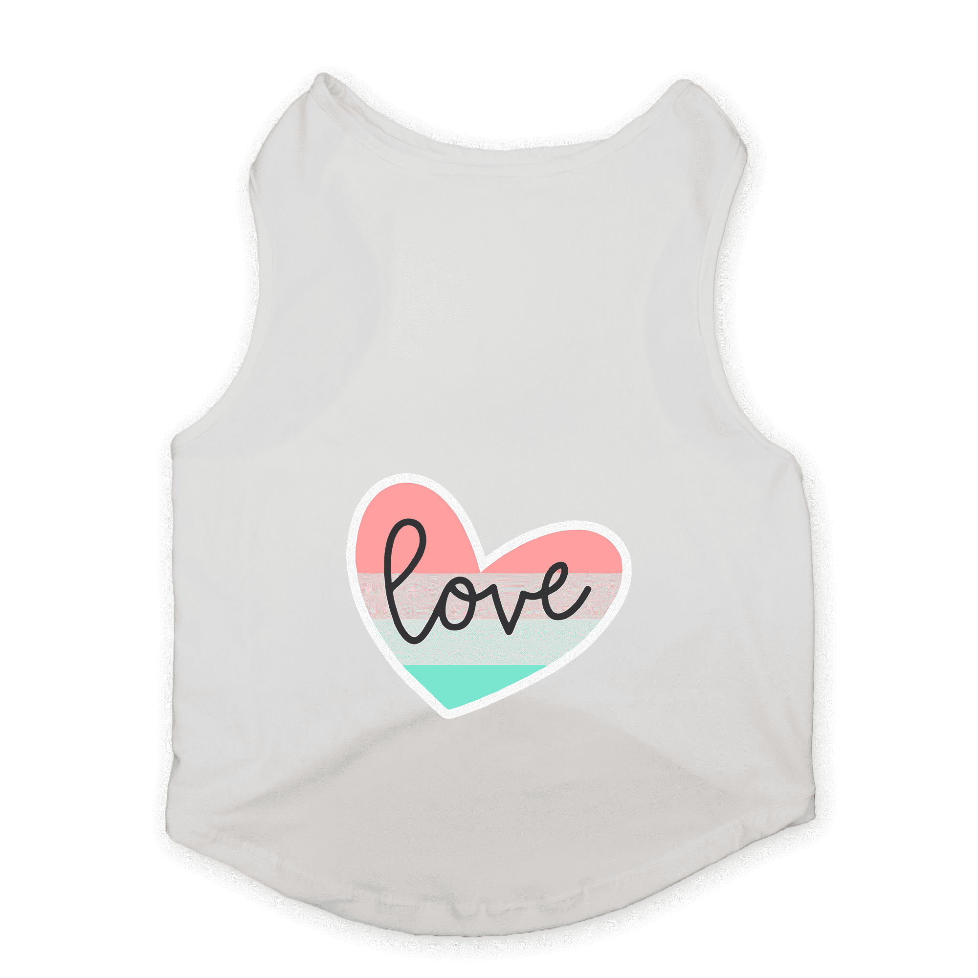 PawsIndia Sleeveless Printed Cat T-Shirt - Love (White)