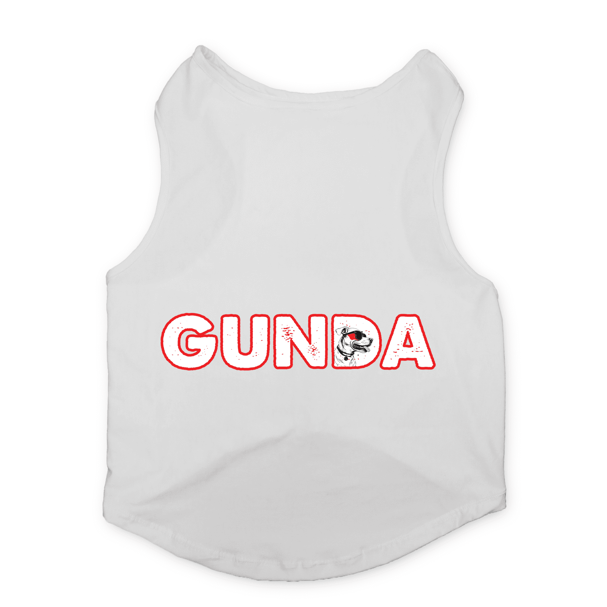 PawsIndia Sleeveless Printed Cat T-Shirt - Gunda (White)