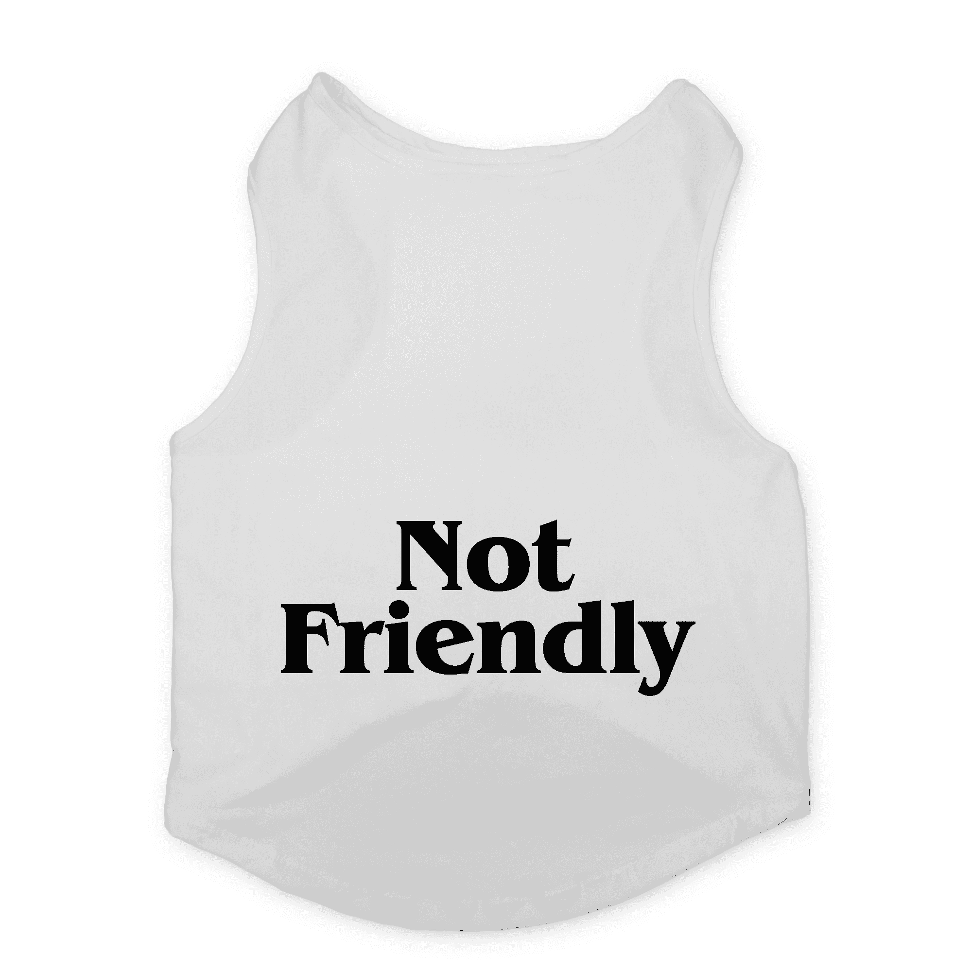 PawsIndia Sleeveless Printed Cat T-Shirt - Not Friendly (White)