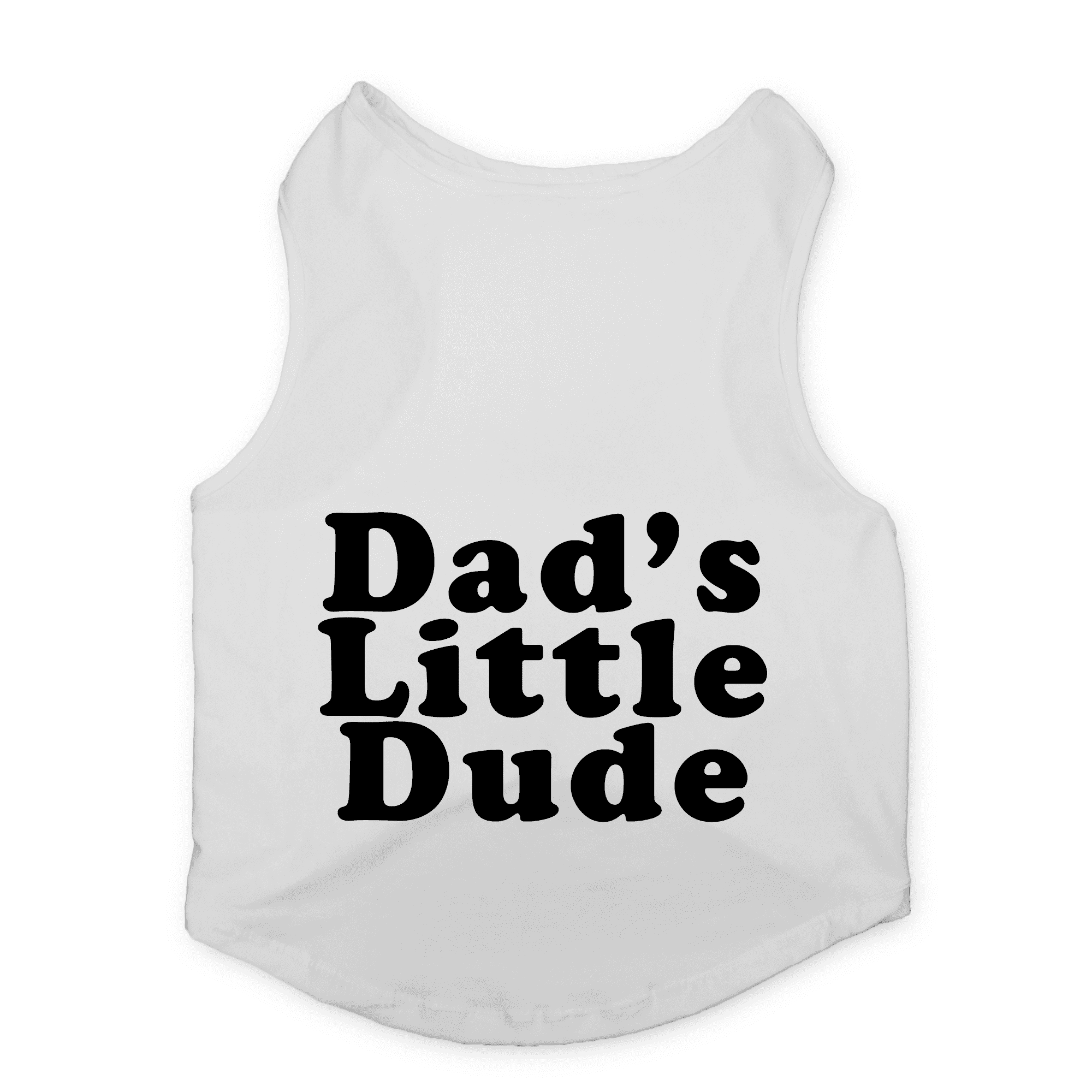 PawsIndia Sleeveless Printed Cat T-Shirt - Dad's Little Dude (White)