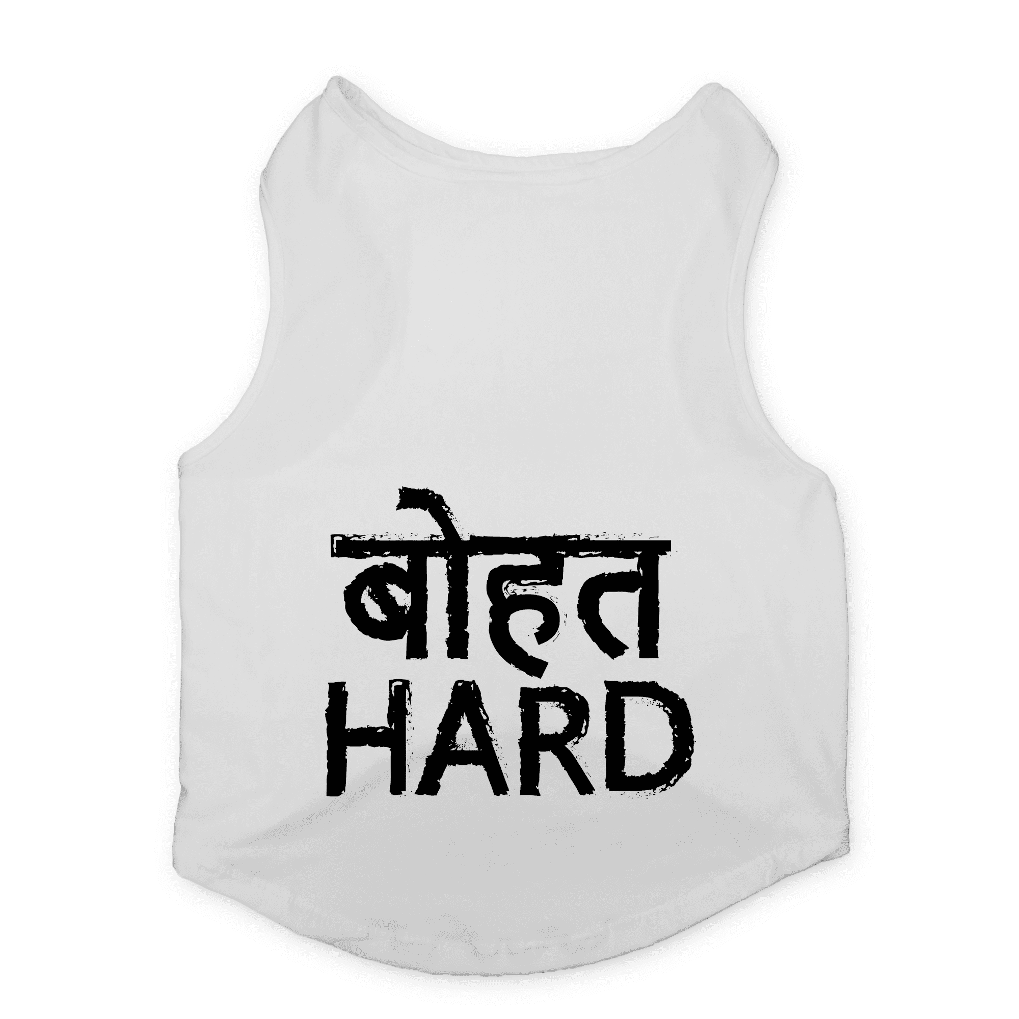 PawsIndia Sleeveless Printed Cat T-Shirt - Bohot Hard (White)