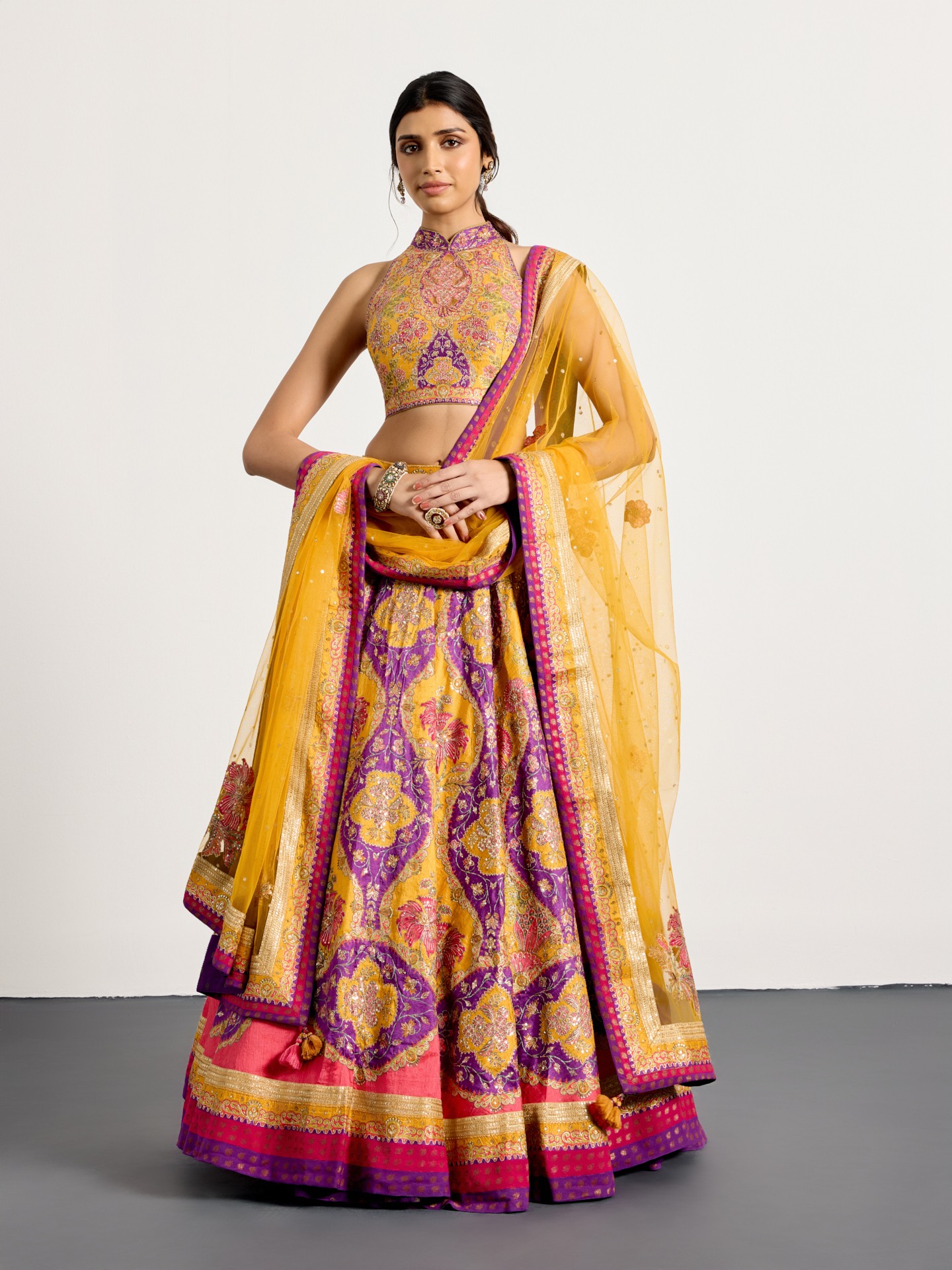 Yellow Purple Morina Lehenga