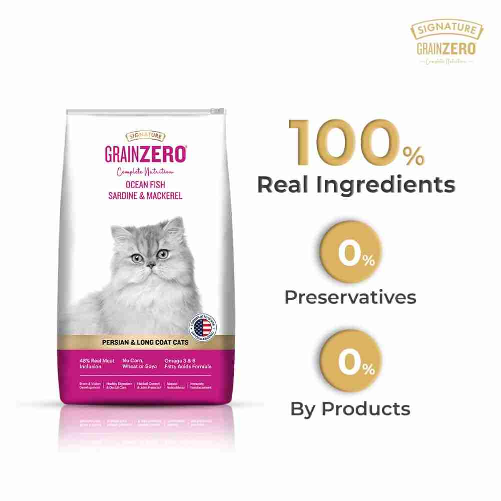 Grain Zero Ocean Fish, Sardine and Mackerel Long Coat & Persian Adult Cat Dry Food