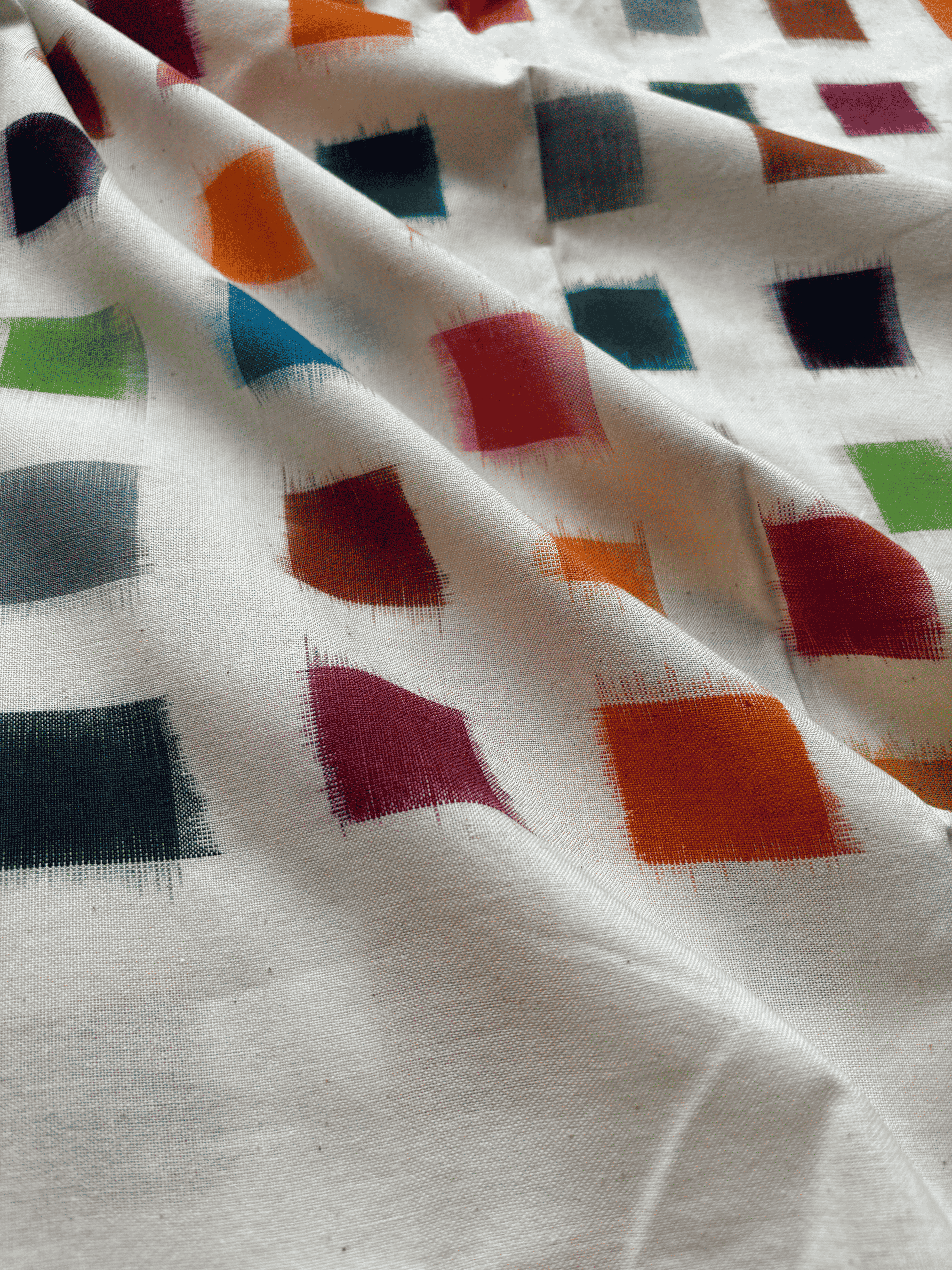 Cotton Double Ikat Multi Box Fabric